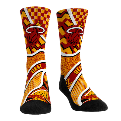  Miami Heat Rock Em Youth Ball Pattern Crew Socks - Red
