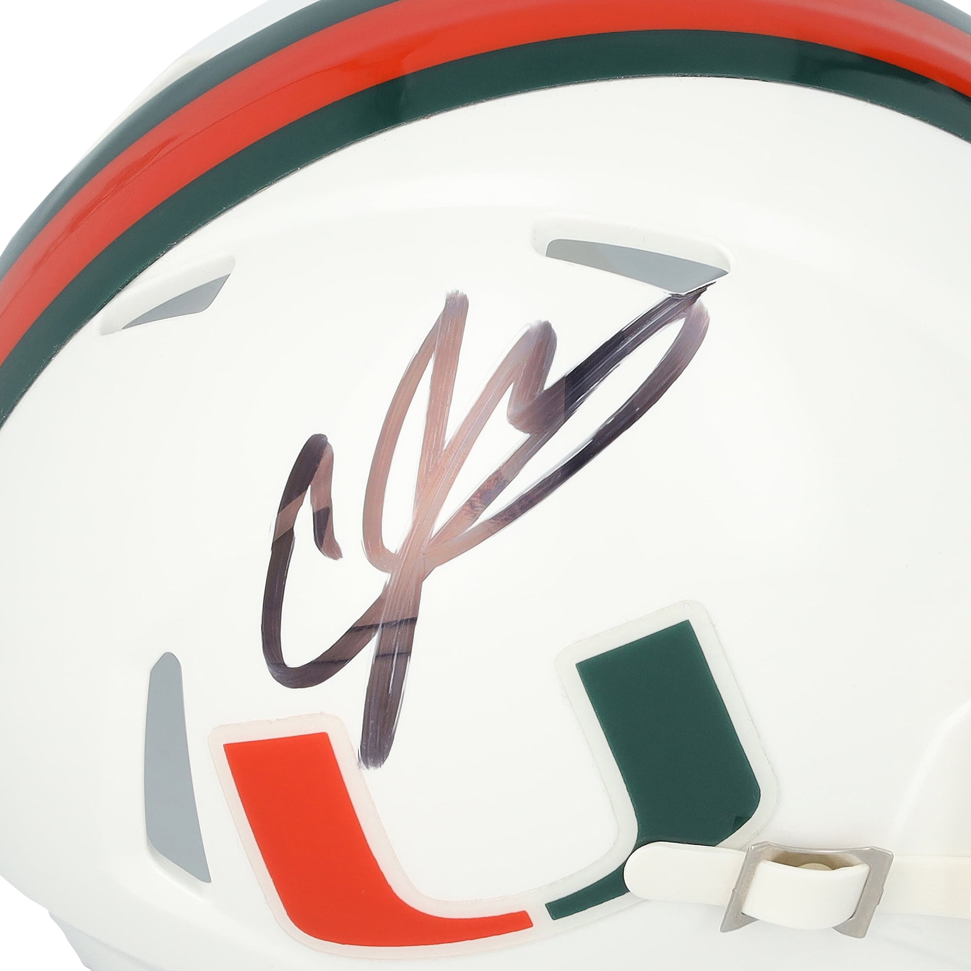 Mini-casque Riddell Speed ​​autographié par Andre Johnson, Miami Hurricanes