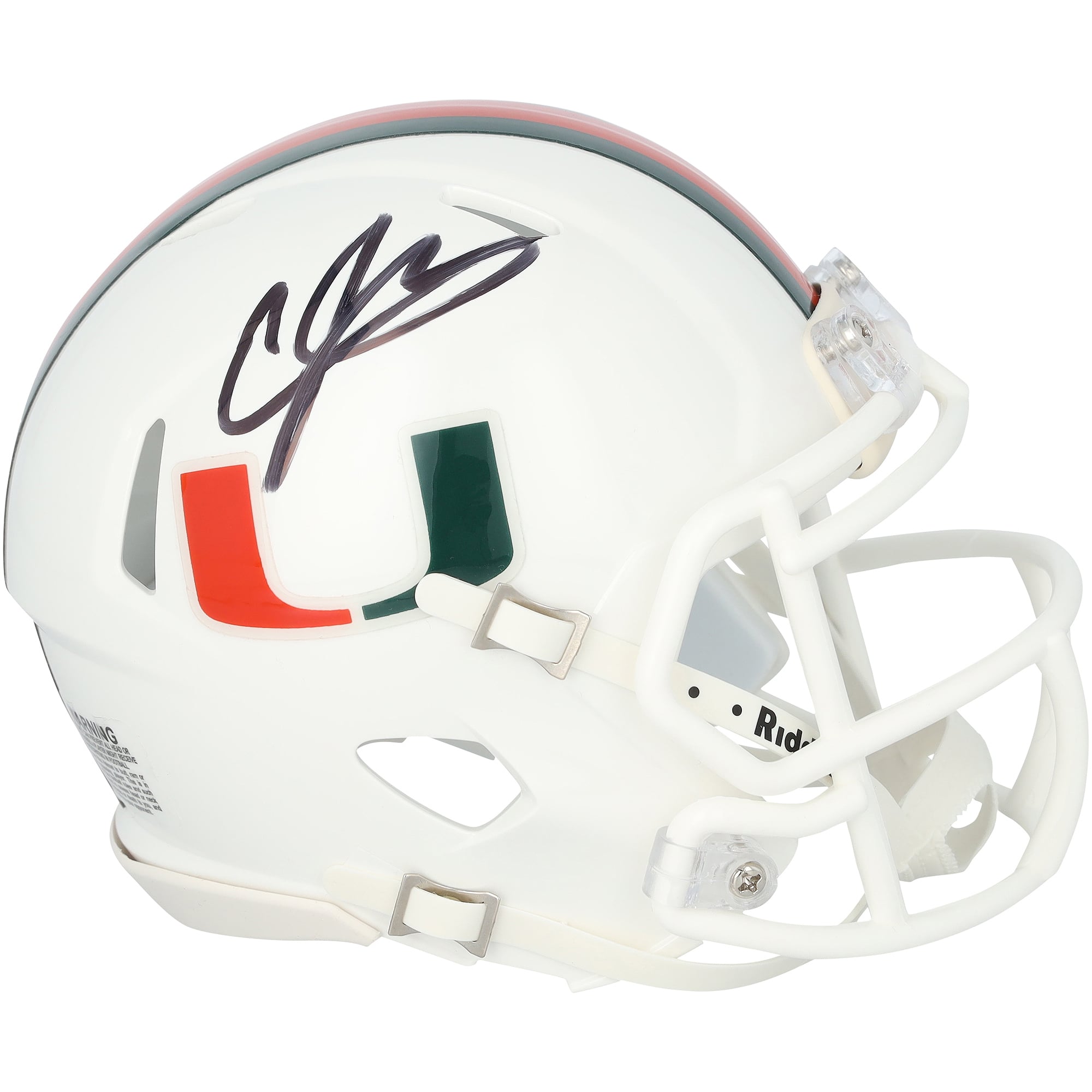 Mini-casque Riddell Speed ​​autographié par Andre Johnson, Miami Hurricanes
