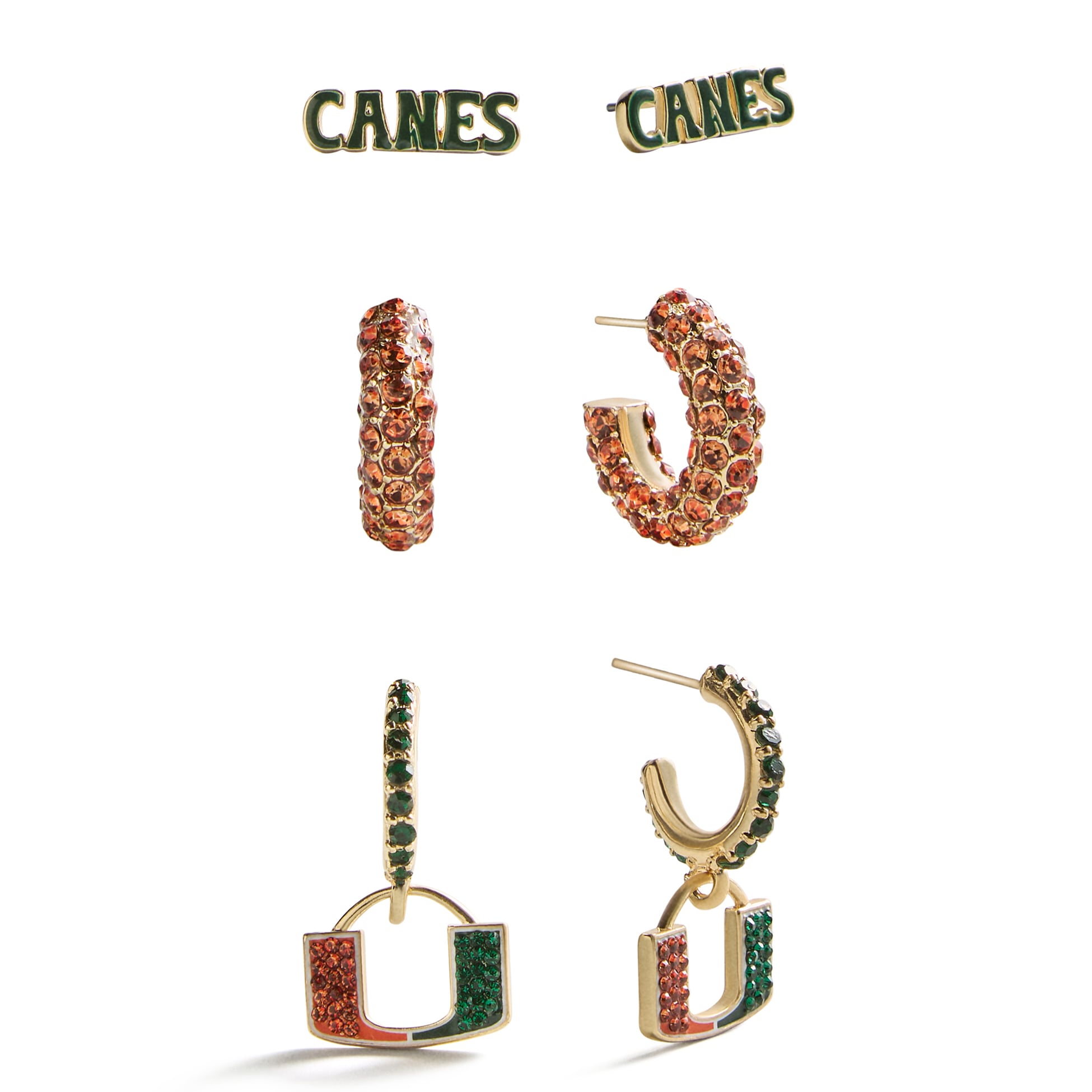 Ensemble de boucles d'oreilles BaubleBar Miami Hurricanes (3 pièces)