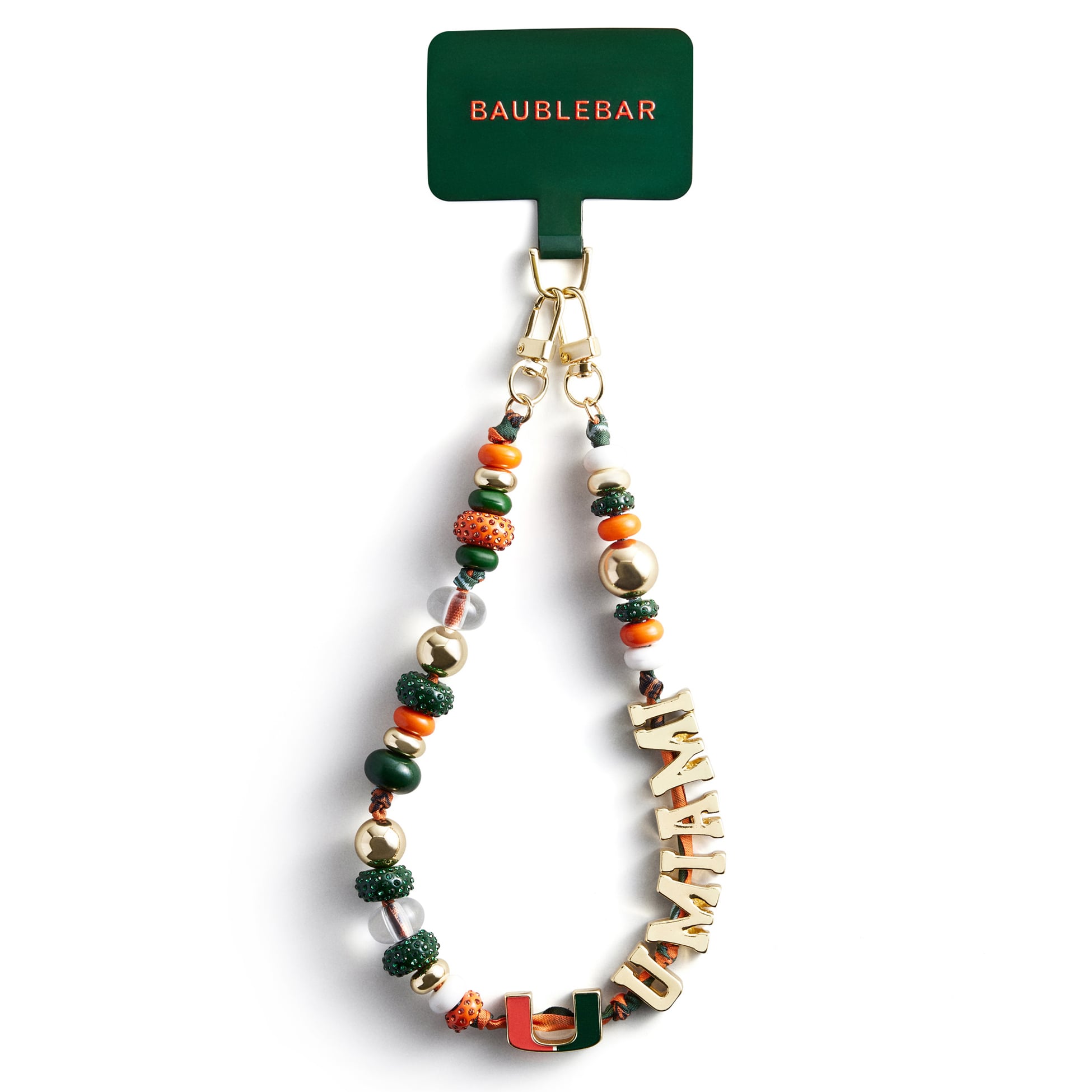 Lanière de téléphone perlée BaubleBar Miami Hurricanes