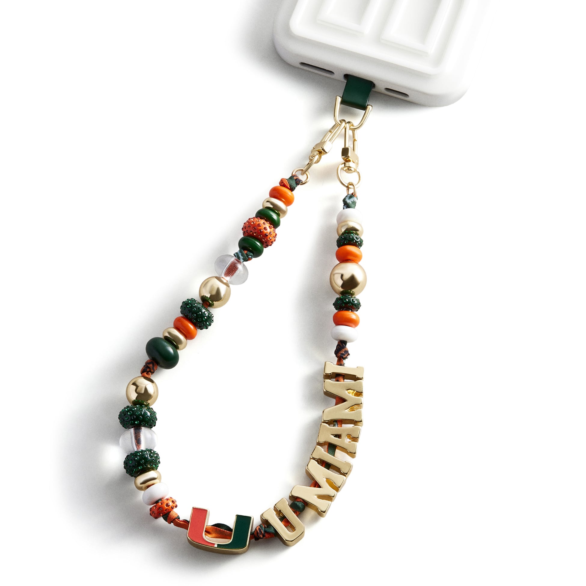 Lanière de téléphone perlée BaubleBar Miami Hurricanes