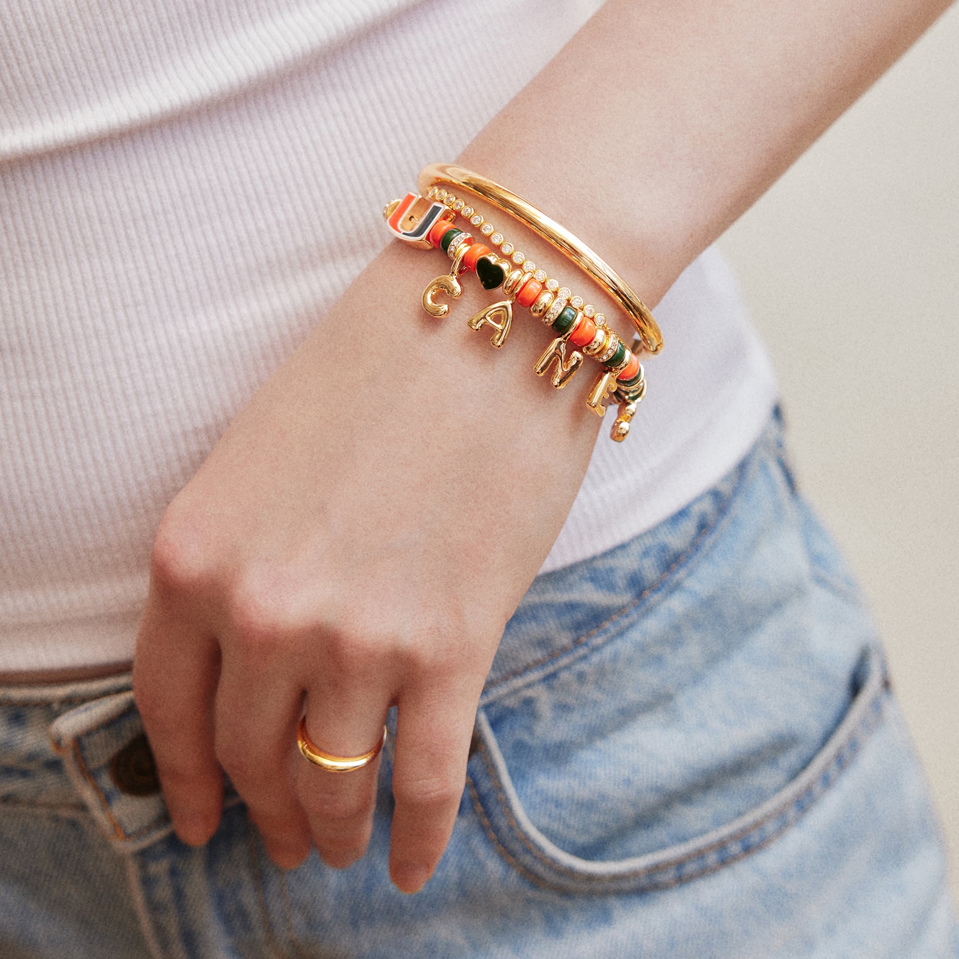 BaubleBar Miami Hurricanes Motif Slogan Bracelet