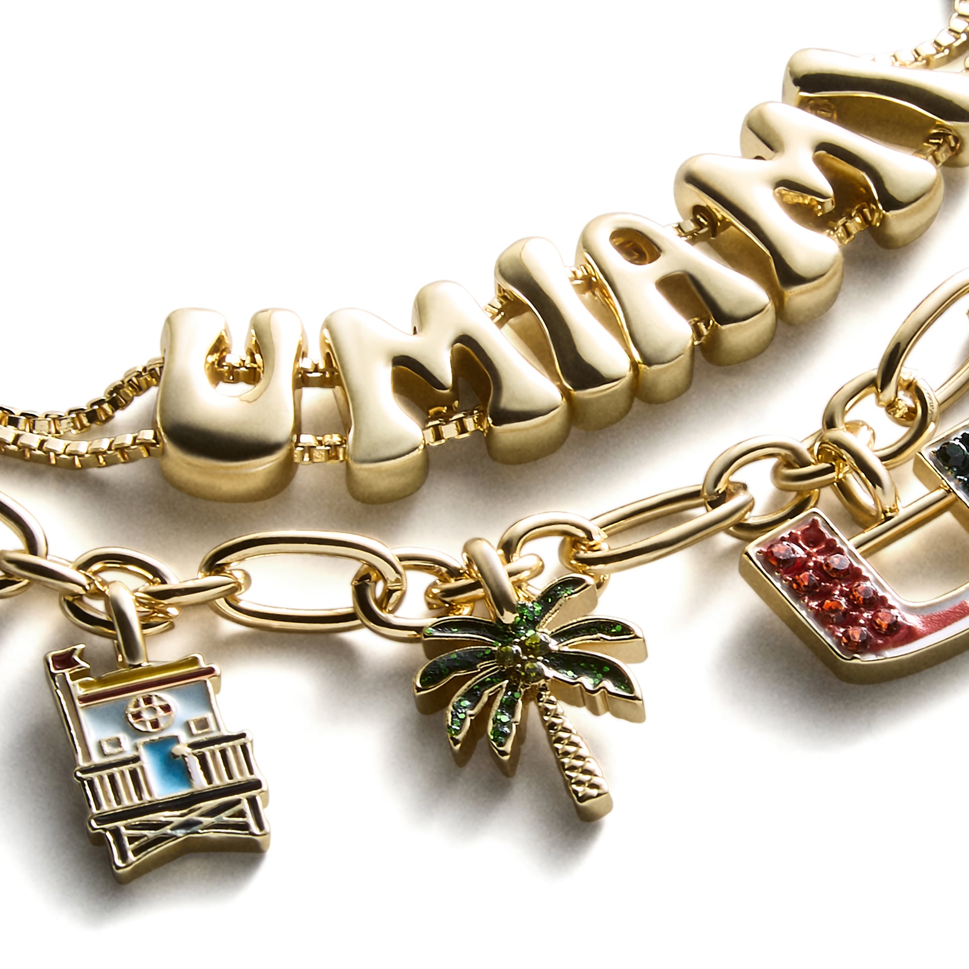 Ensemble de deux bracelets délicats à breloques et slogan BaubleBar Miami Hurricanes