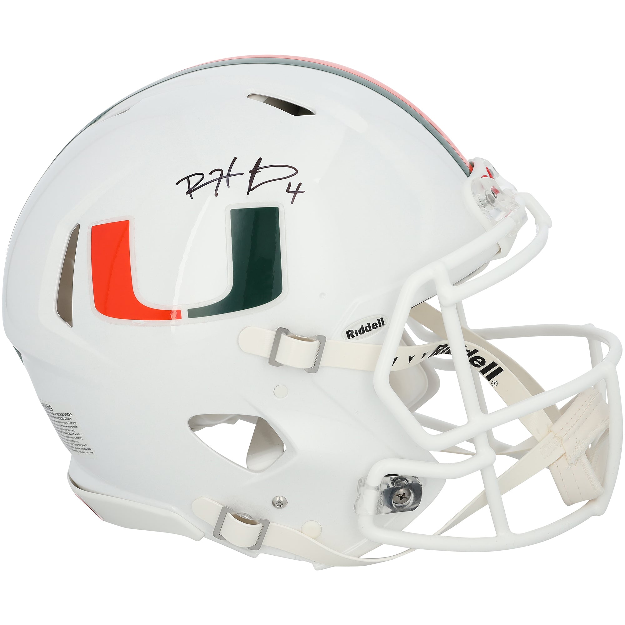 Casque Riddell Speed ​​Authentic autographié par Devin Hester des Miami Hurricanes