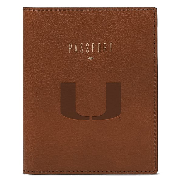 Fossil Brown Miami Hurricanes Travel RFID Passport Case display picture 3