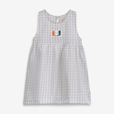  Miami Hurricanes Garb Girls Infant Loren Gingham Dress - Gray