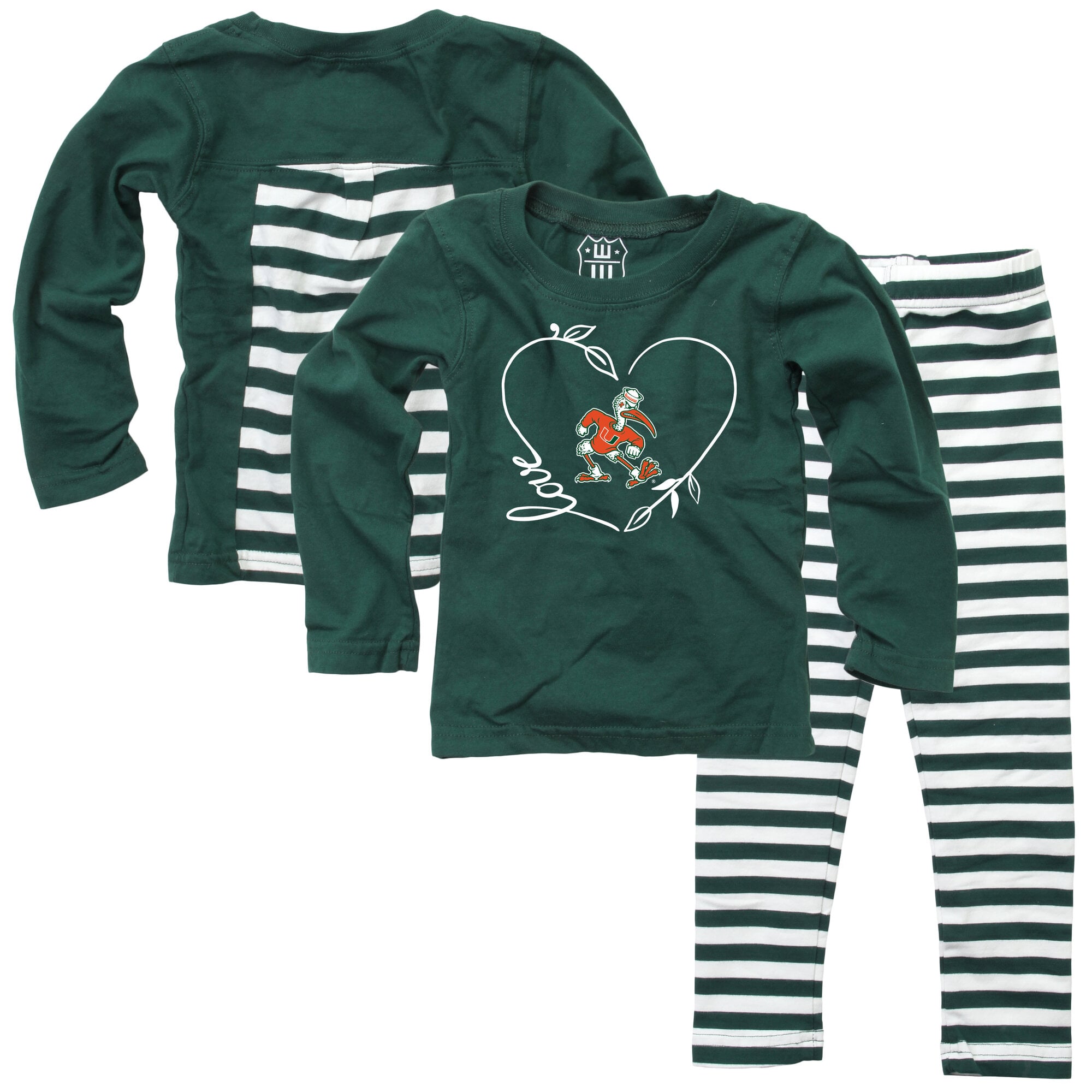 Ensemble haut à manches longues et pantalon vert Miami Hurricanes pour bébé fille Wes & Willy Green
