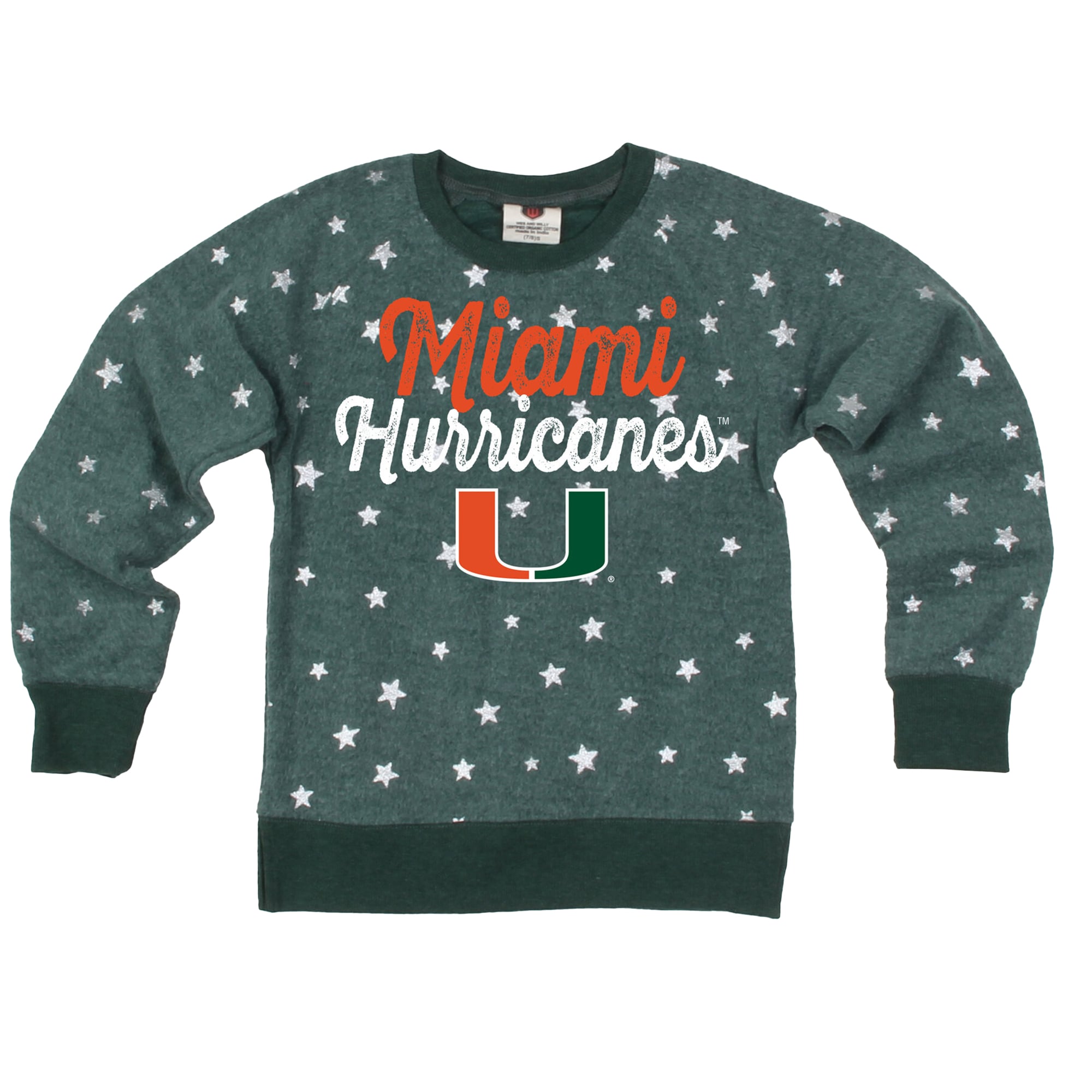 Sweat-shirt en polaire inversée Wes & Willy Green Miami Hurricanes pour filles