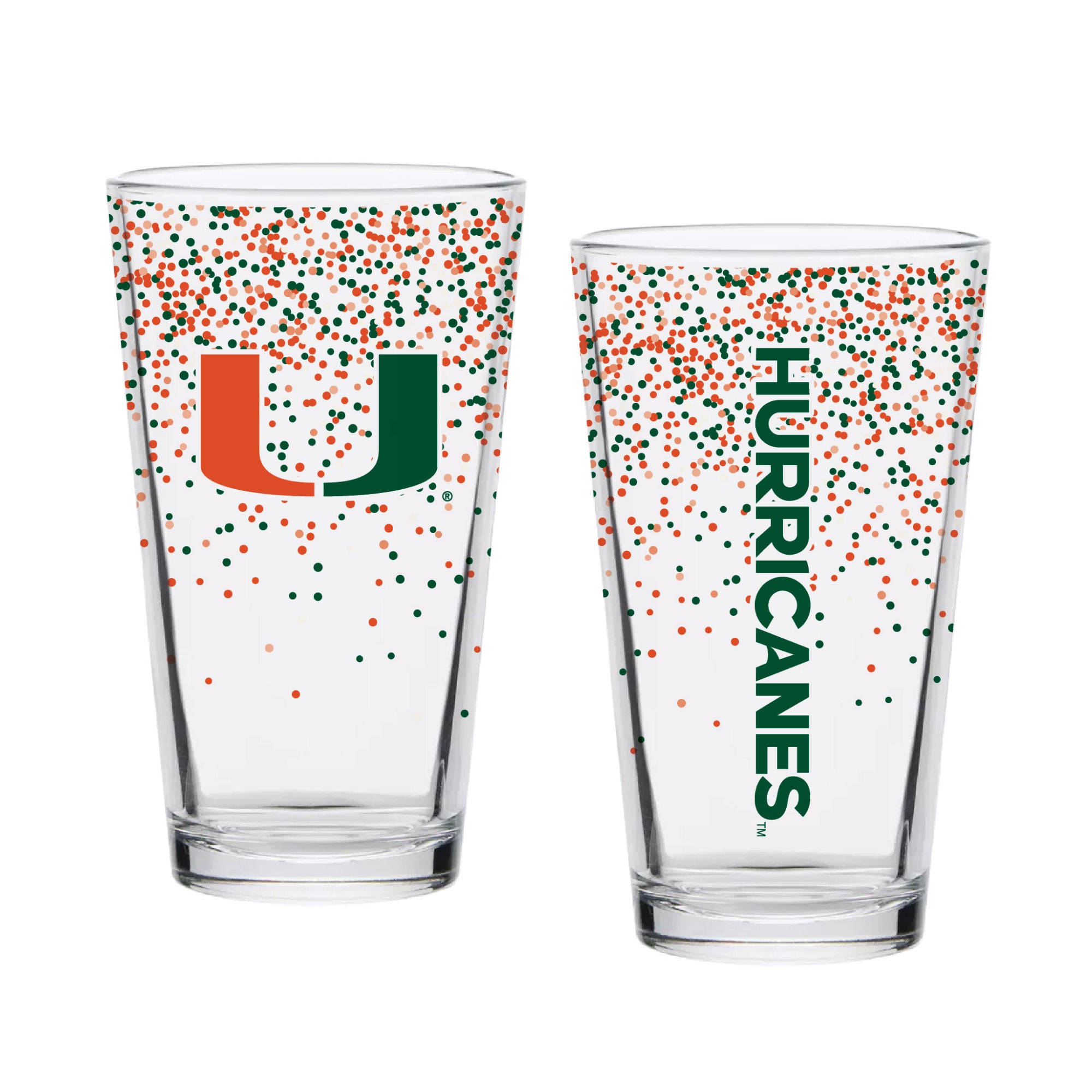 Indigo Falls Miami Hurricanes Confetti Pints ​​- Lot de 2