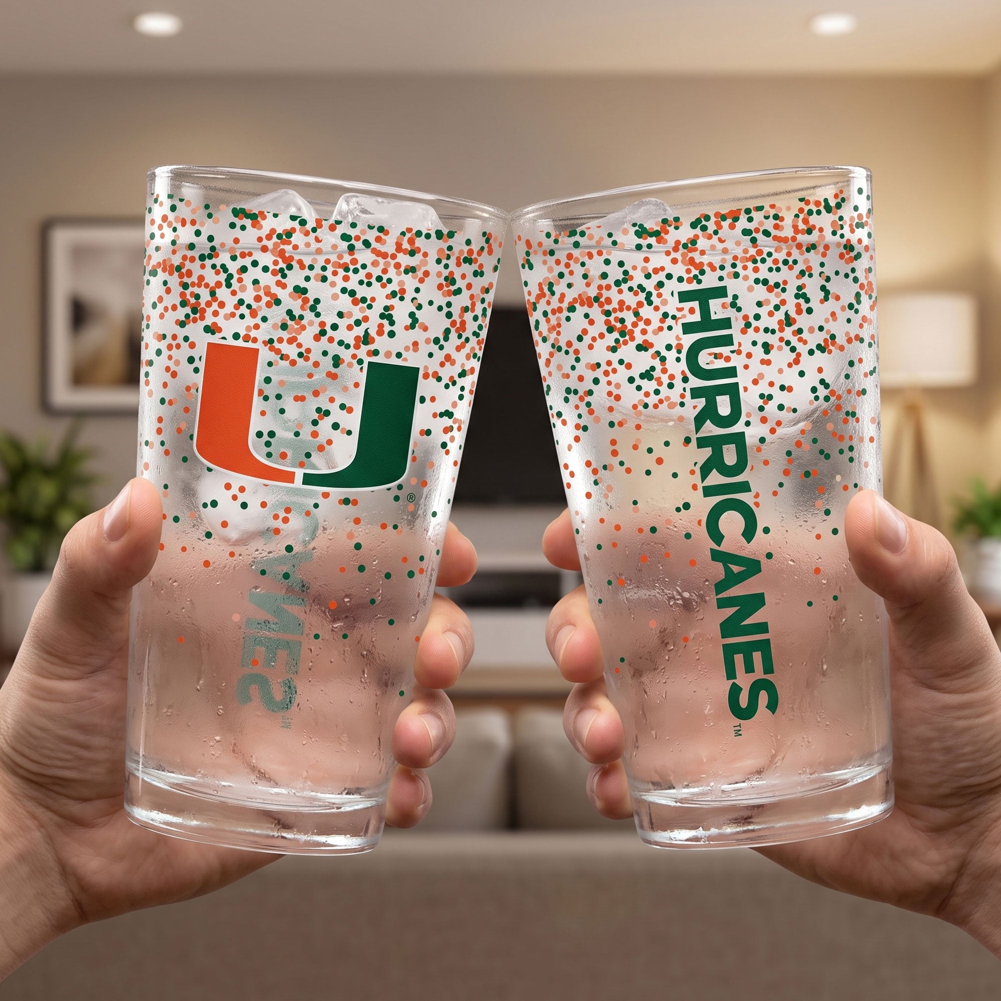Indigo Falls Miami Hurricanes Confetti Pints ​​- Lot de 2