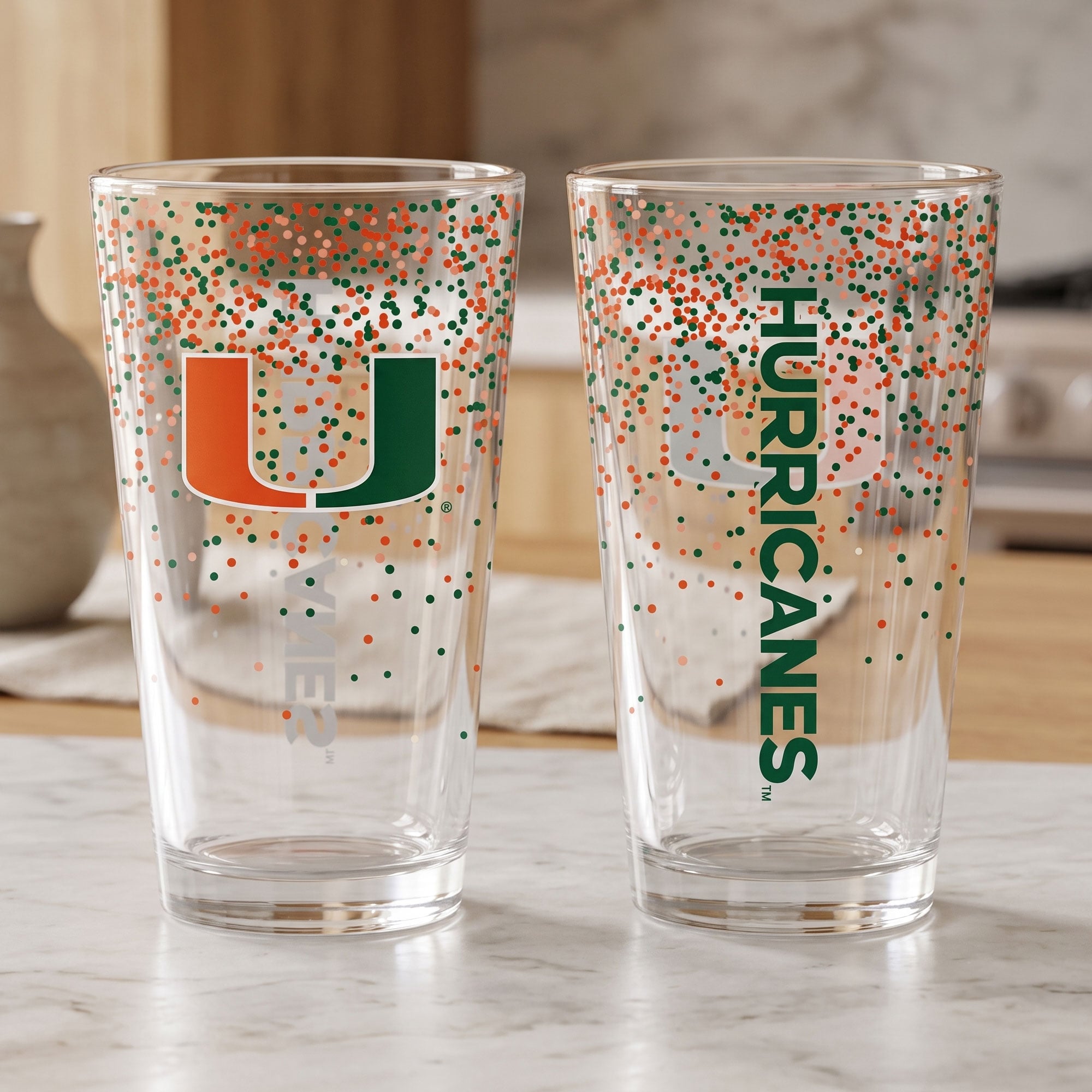 Indigo Falls Miami Hurricanes Confetti Pints ​​- Lot de 2