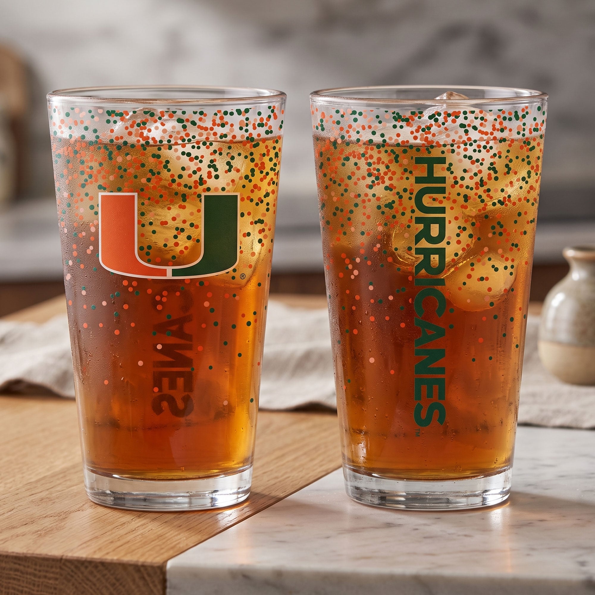 Indigo Falls Miami Hurricanes Confetti Pints ​​- Lot de 2