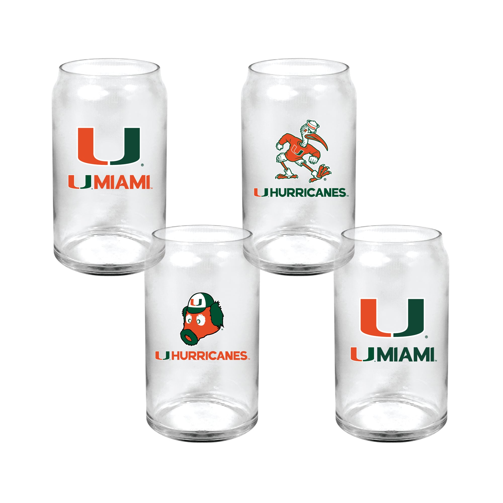 Ensemble de 4 canettes en verre Indigo Falls Miami Hurricanes Core Collectors