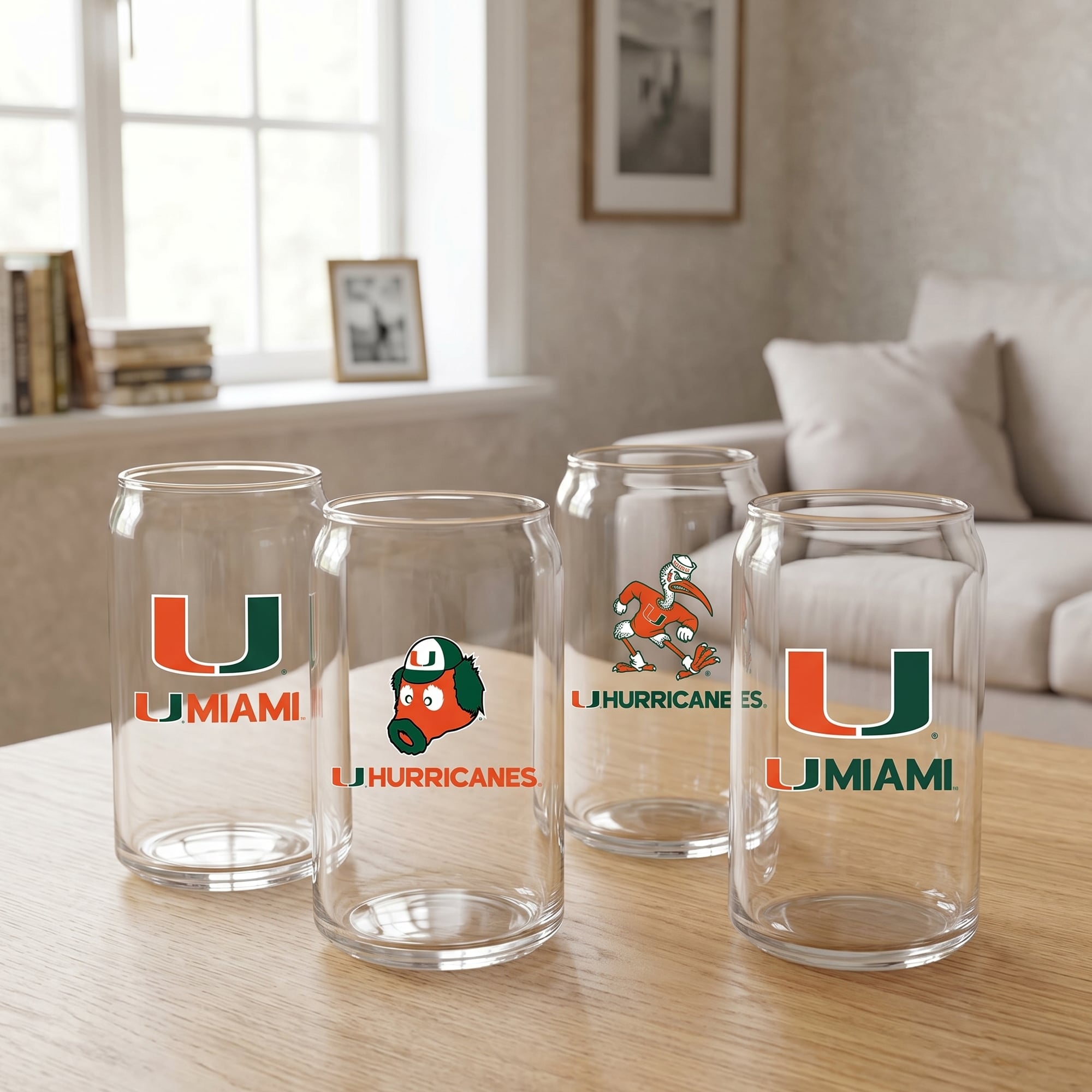 Ensemble de 4 canettes en verre Indigo Falls Miami Hurricanes Core Collectors
