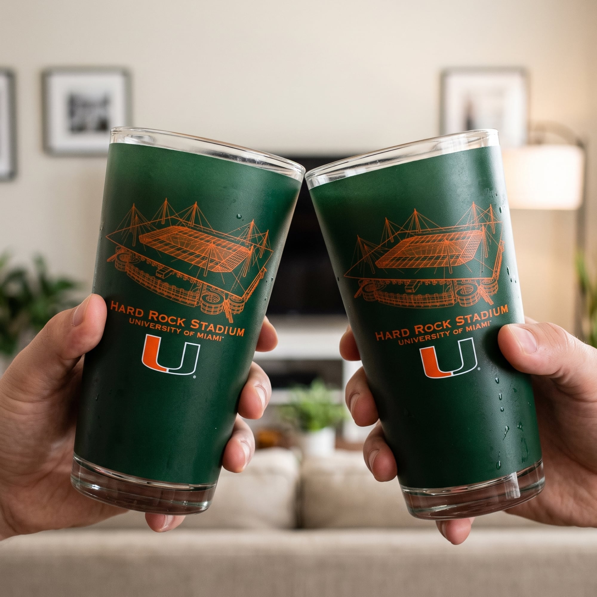 Lot de 2 verres à bière Indigo Falls Miami Hurricanes Core Stadium