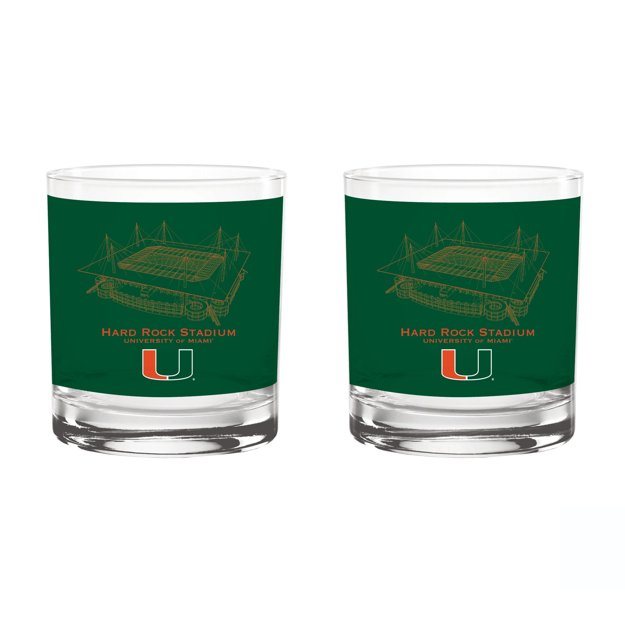 Pack de 2 verres à whisky Indigo Falls Miami Hurricanes Core Stadium