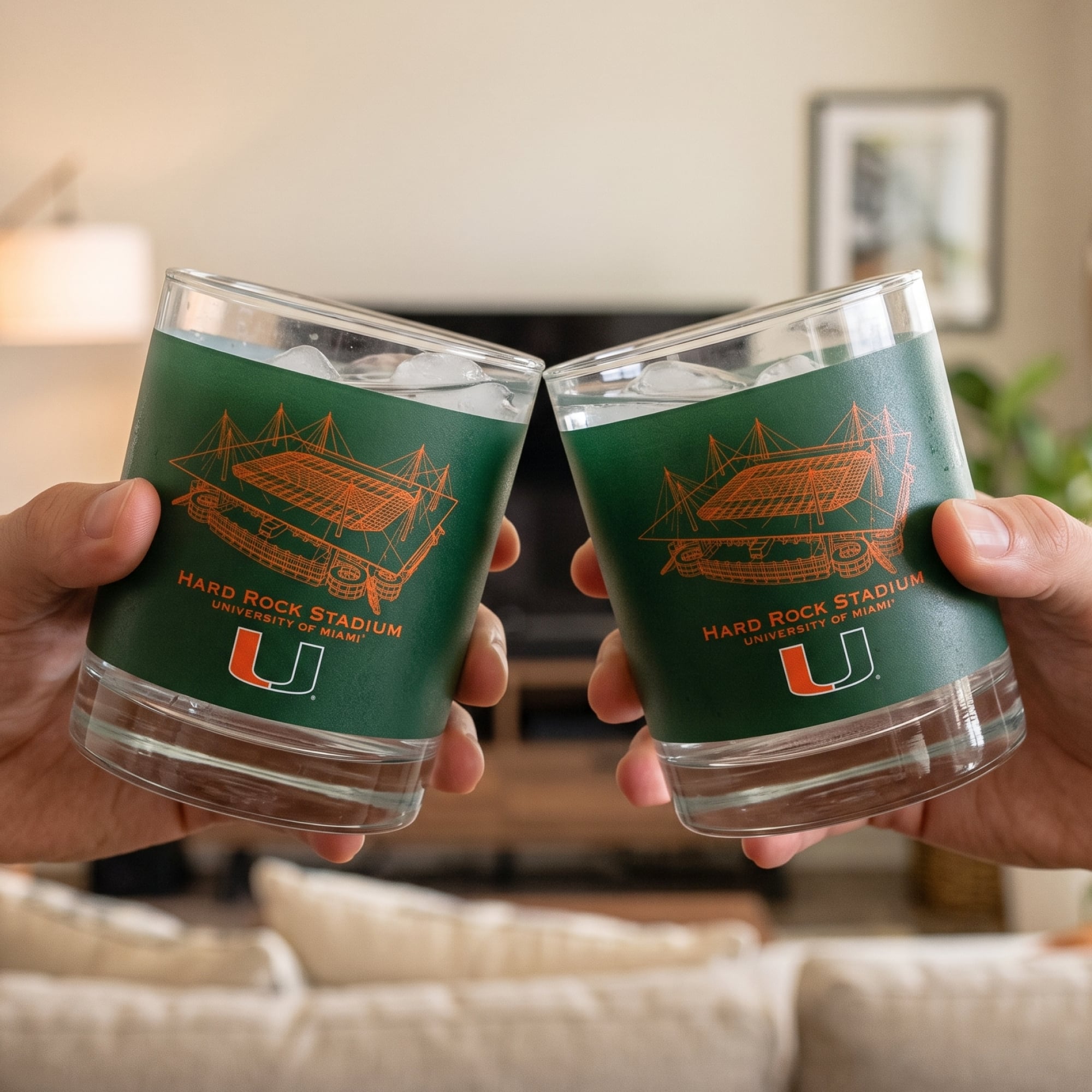 Pack de 2 verres à whisky Indigo Falls Miami Hurricanes Core Stadium