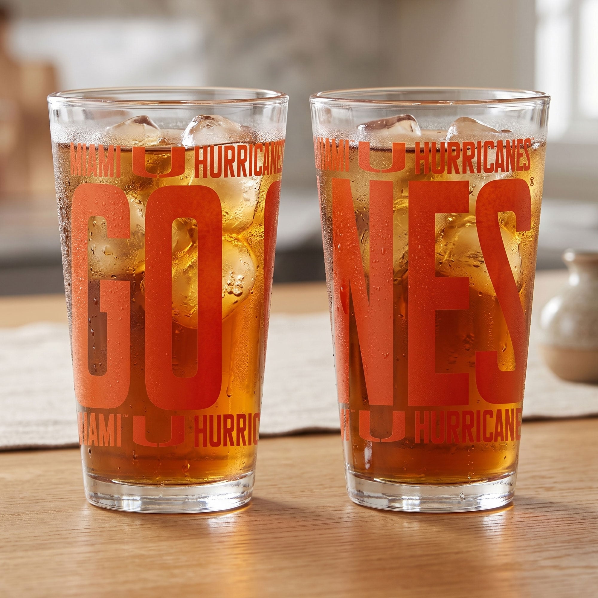 Ensemble de 2 verres à bière surélevés Indigo Falls Miami Hurricanes