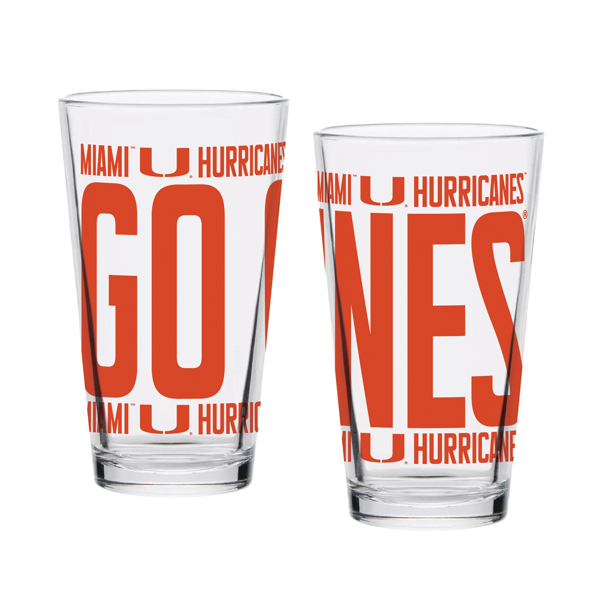 Ensemble de 2 verres à bière surélevés Indigo Falls Miami Hurricanes