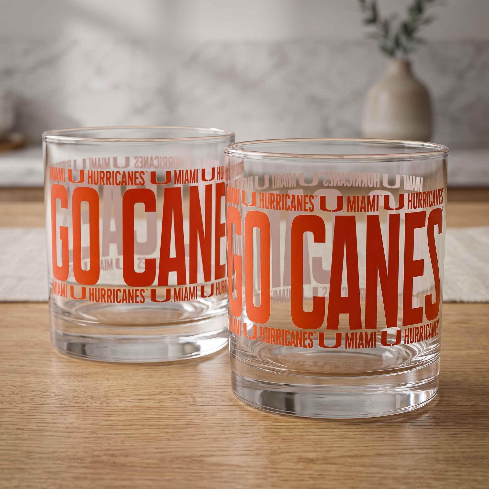 Verres à whisky surélevés Indigo Falls Miami Hurricanes - Lot de 2