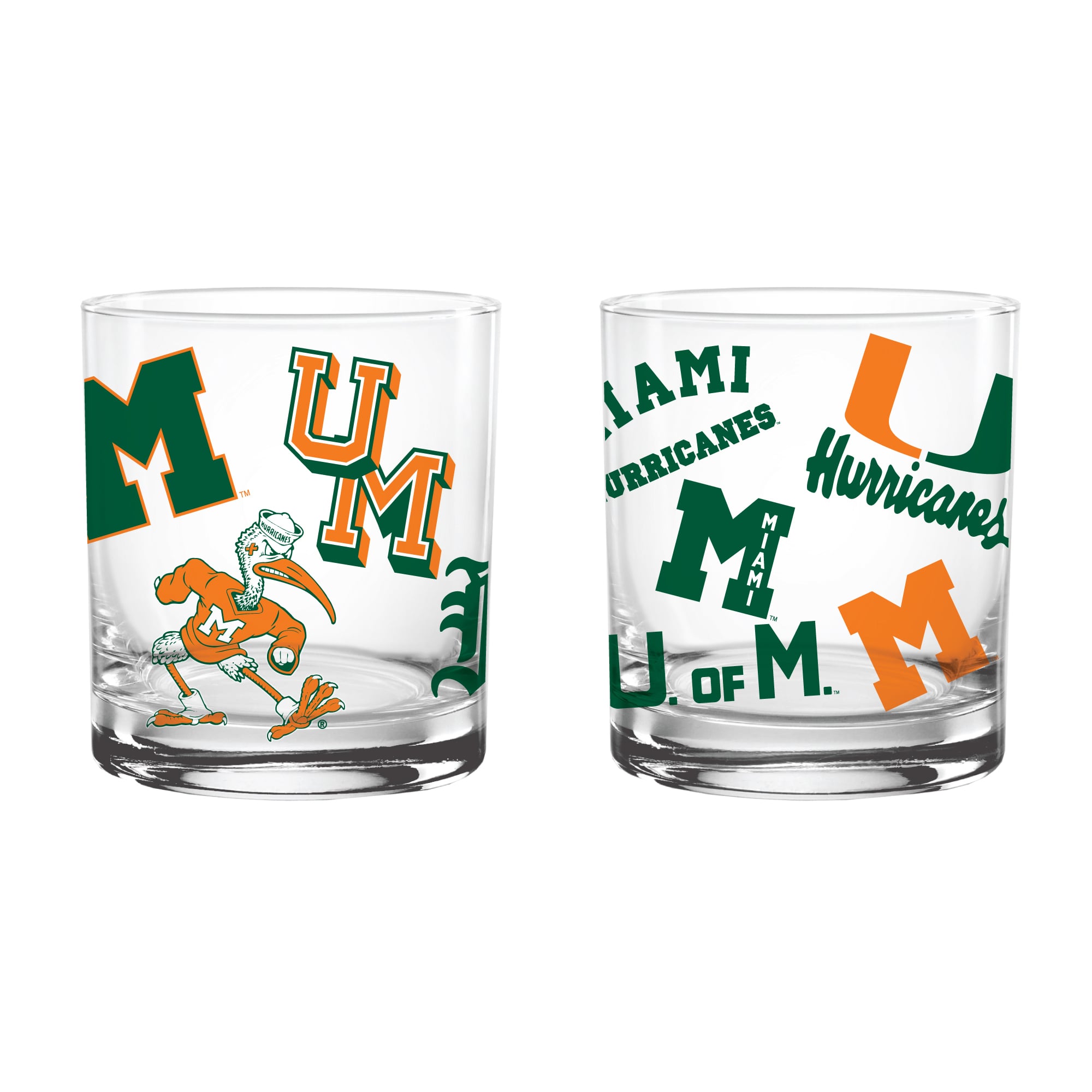 Verres à whisky vintage Indigo Falls Miami Hurricanes Medley - Lot de 2