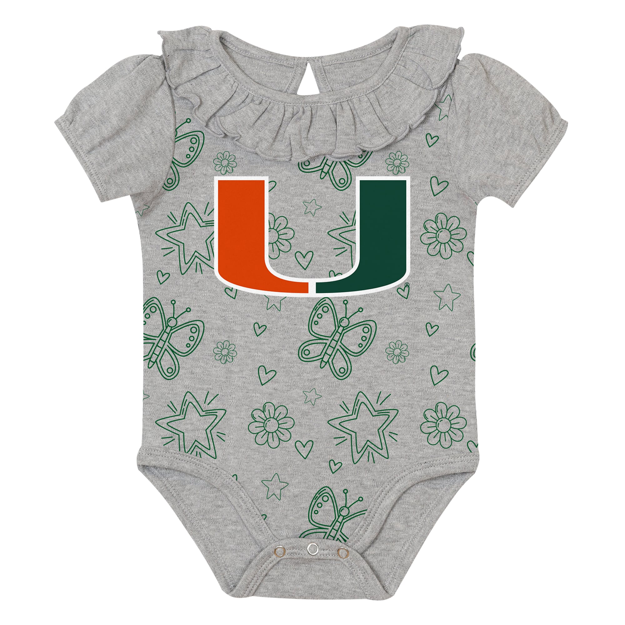 Infant Outerstuff Green/Gray Miami Hurricanes Two-Pack Playtime Ruffle Bodysuit Set