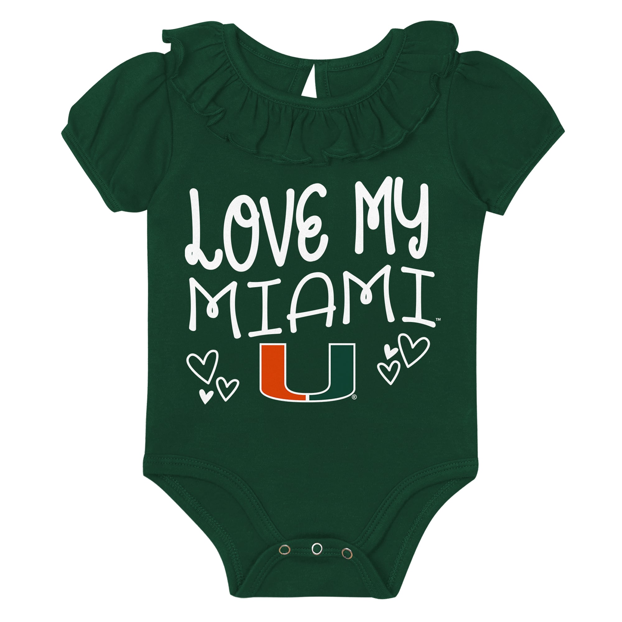 Infant Outerstuff Green/Gray Miami Hurricanes Two-Pack Playtime Ruffle Bodysuit Set