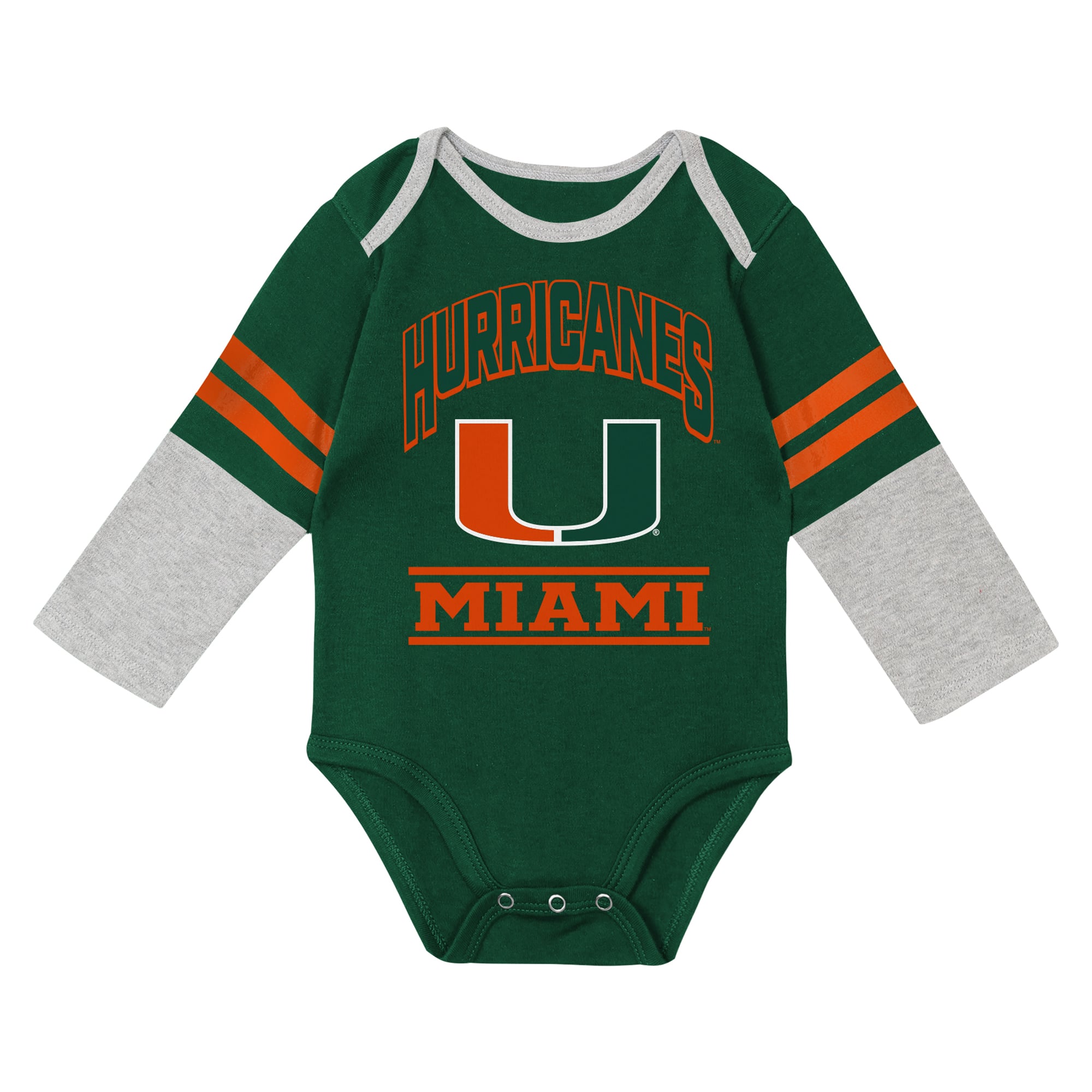 Infant Outerstuff Miami Hurricanes Double Up Three-Piece Bodysuits & Pants Set