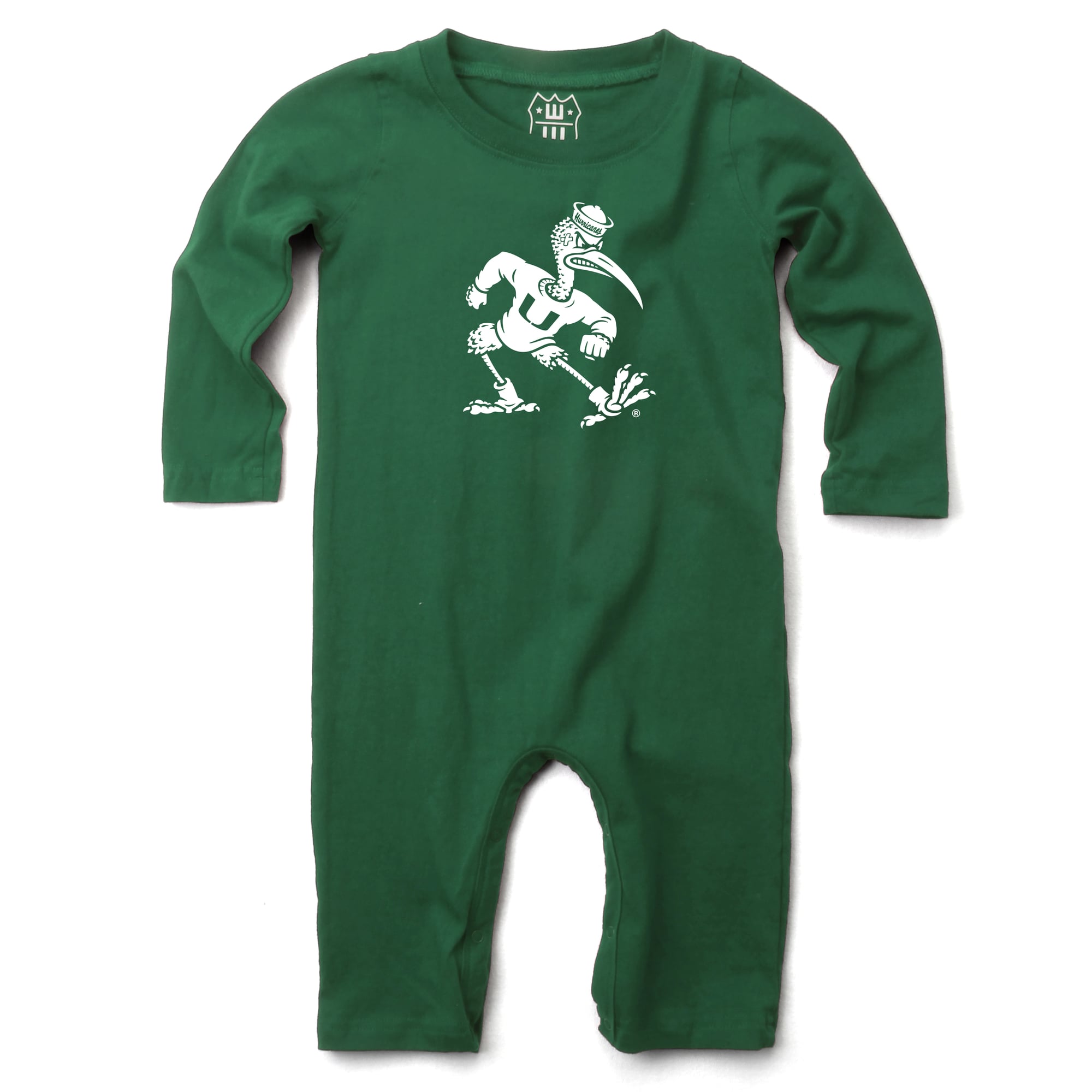 Grenouillère à manches longues pour bébé Wes & Willy Green Miami Hurricanes