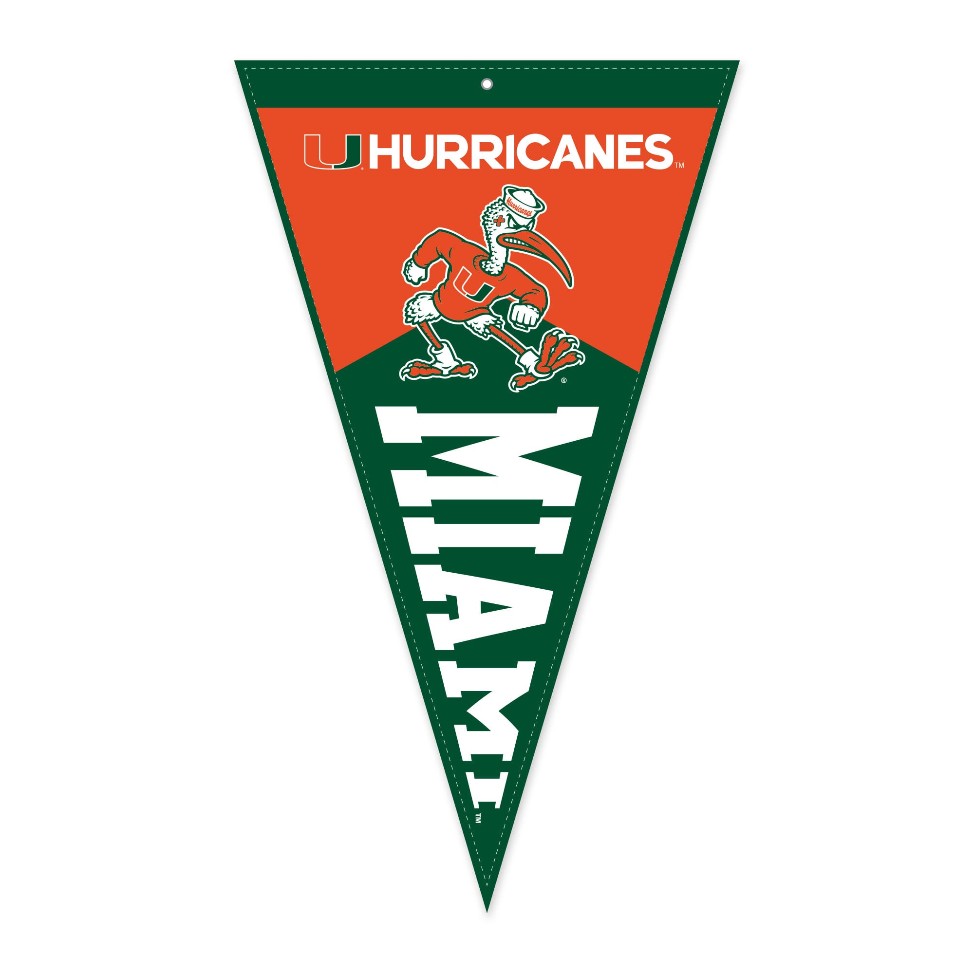 Serviette de golf Jardine Miami Hurricanes en forme de fanion, 40,6 x 68,6 cm, avec pince magnétique