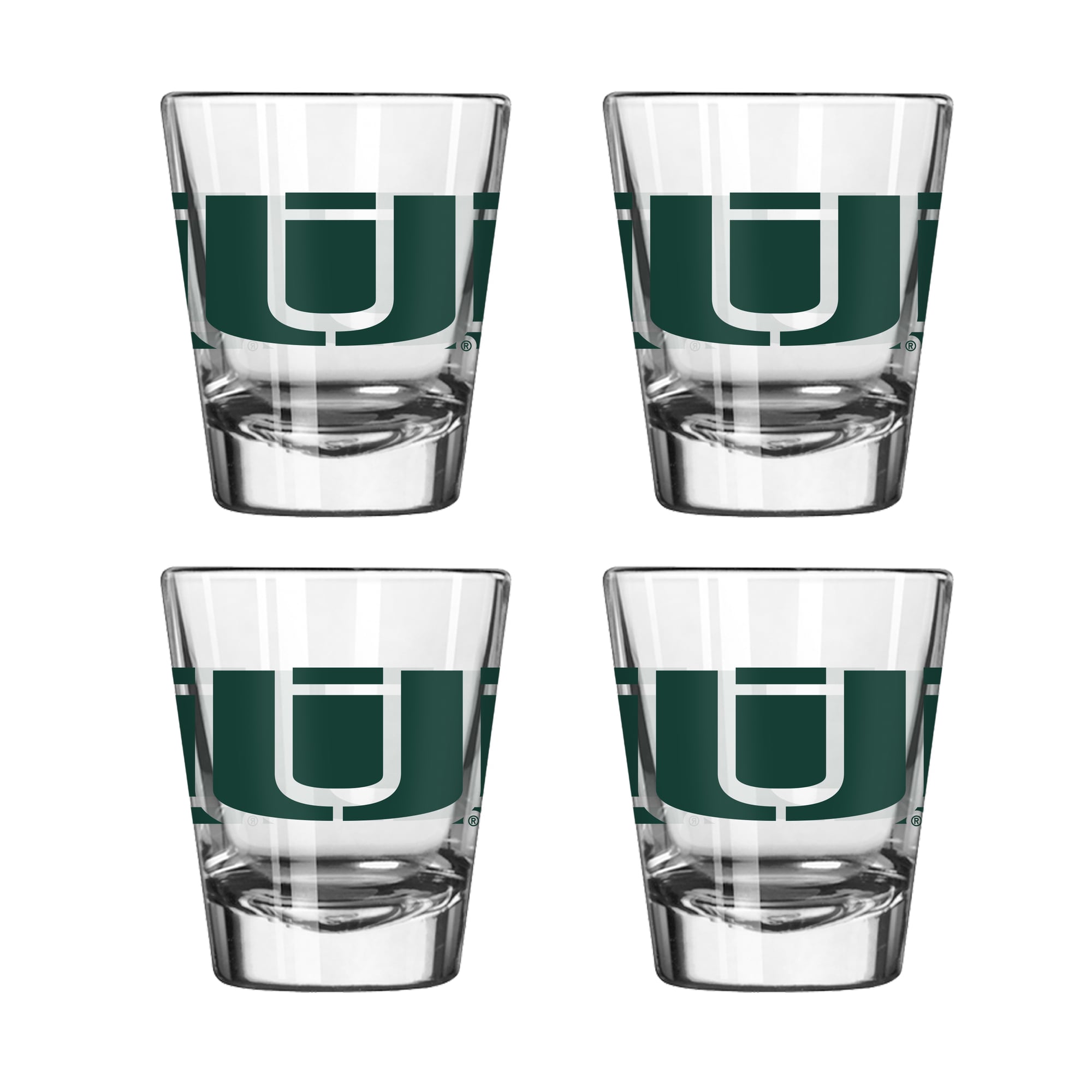 Ensemble de quatre verres à shot rayés Logo Brands Miami Hurricanes