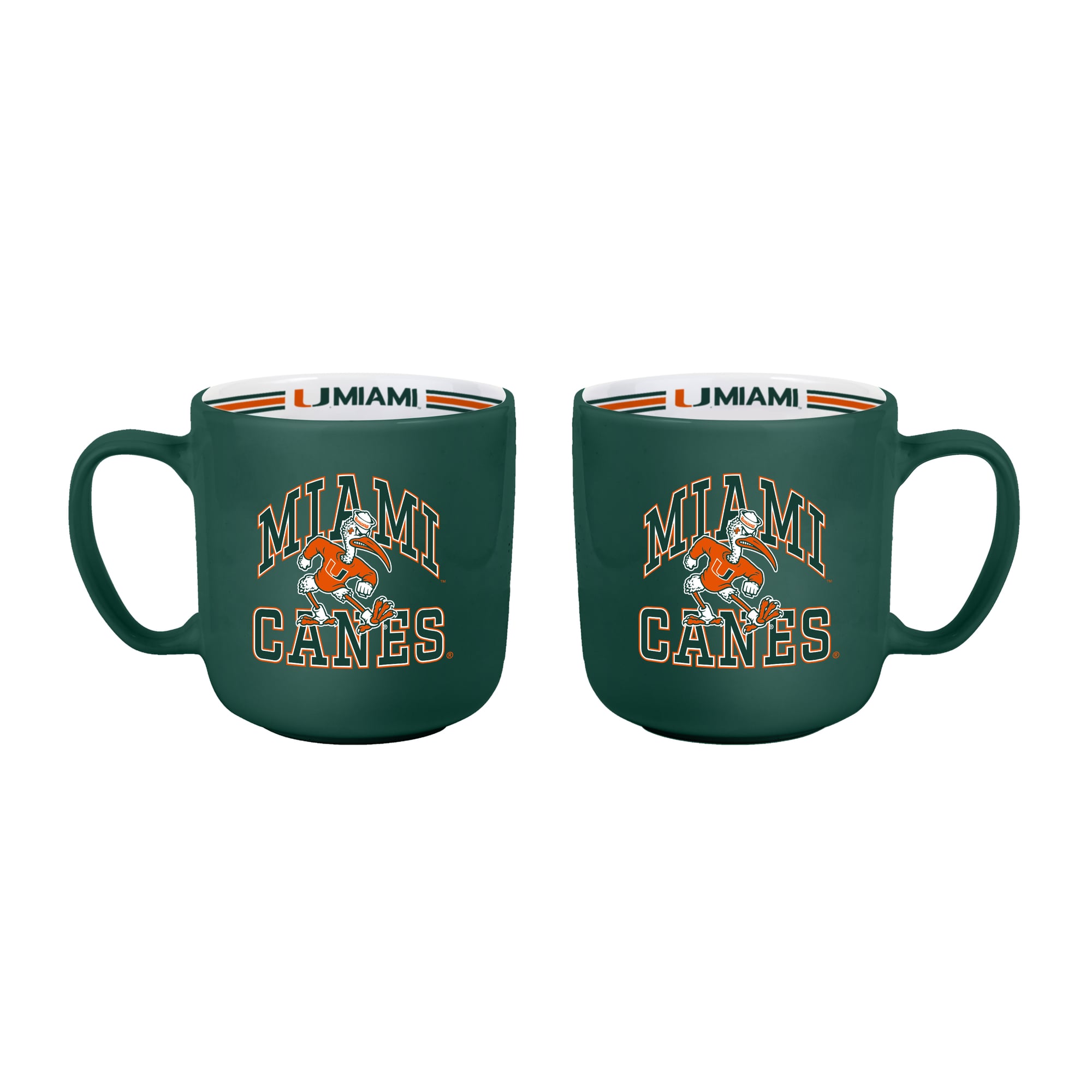 Logo Brands Miami Hurricanes Two-Piece 15oz. Stripe Mug Set
