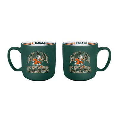 Miami Hurricanes Logo Brands Two-Piece 15oz. Stripe Mug Set