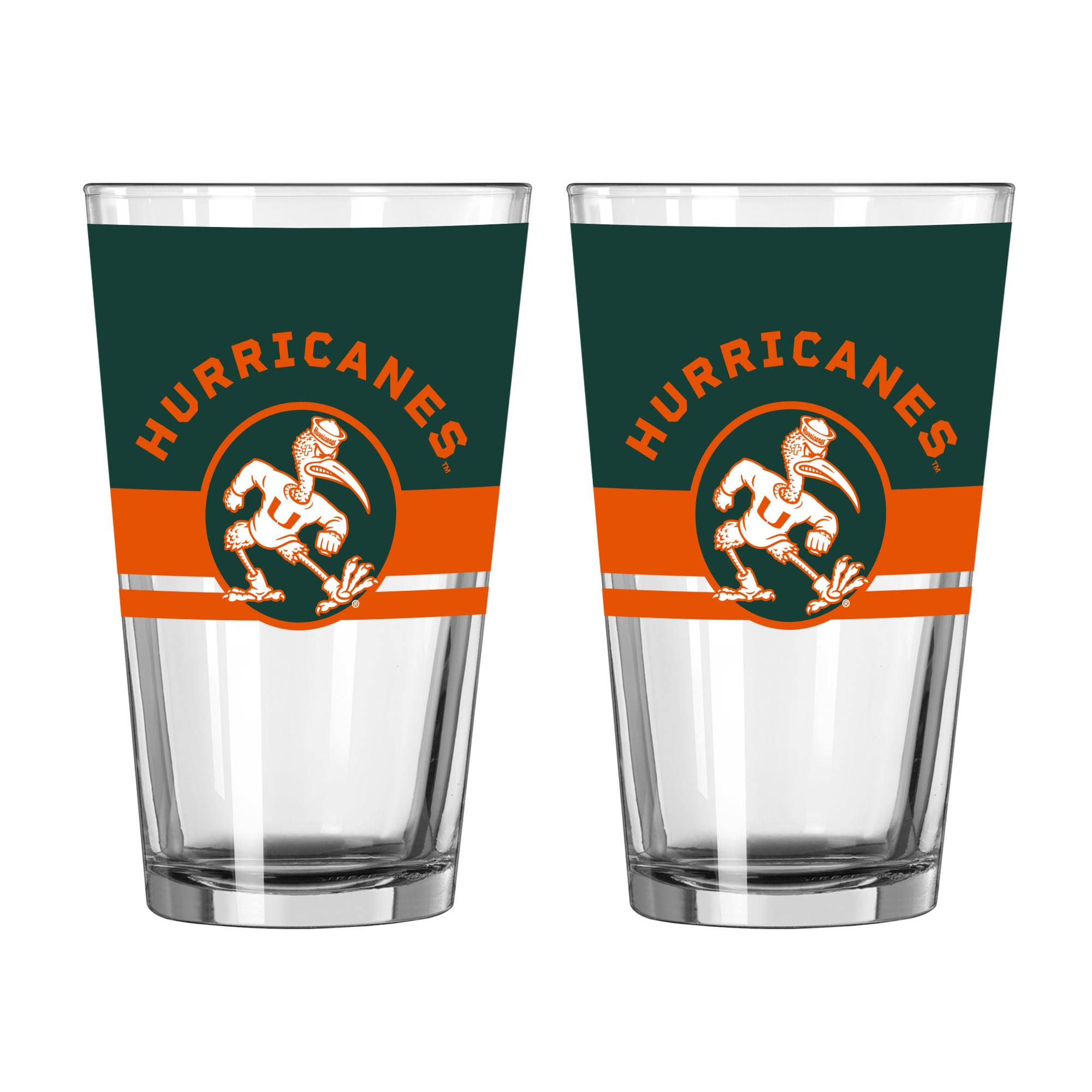 Ensemble de deux verres à bière Horizon de 473 ml (16 oz) Logo Brands Miami Hurricanes