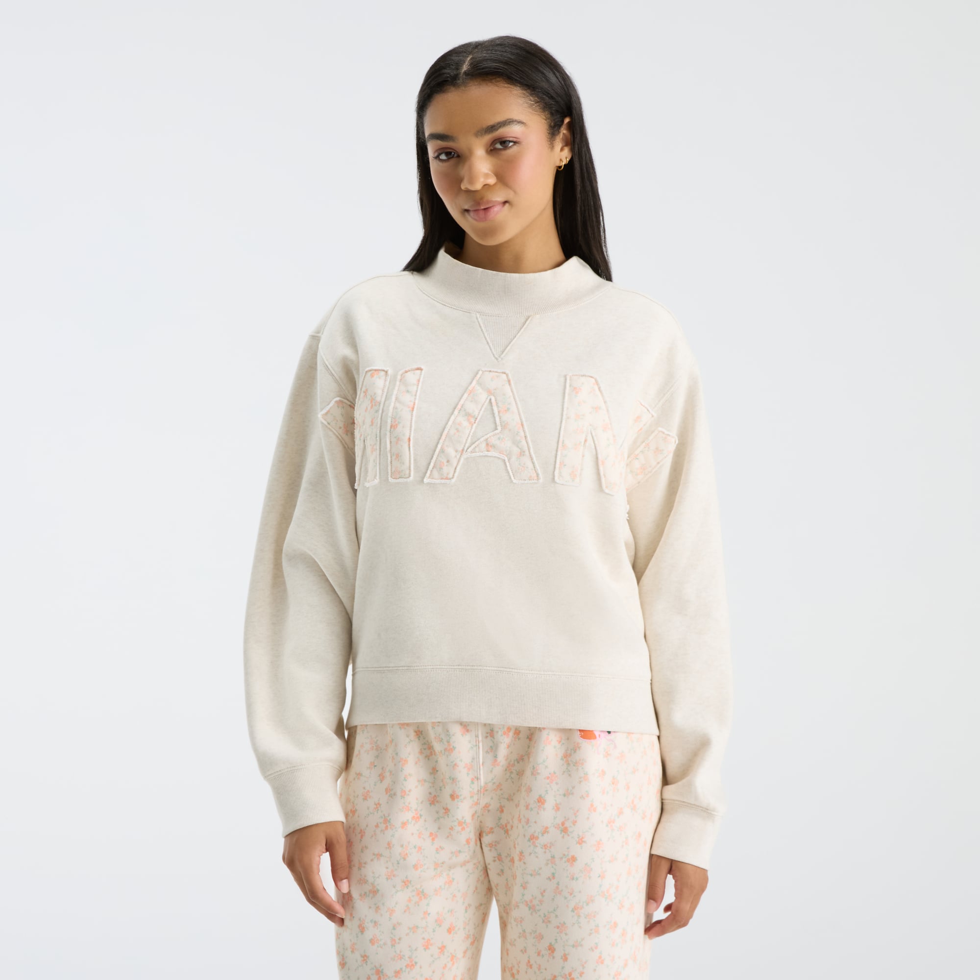 LoveShackFancy Women's Cream Miami Hurricanes Mockneck Sweatshirt