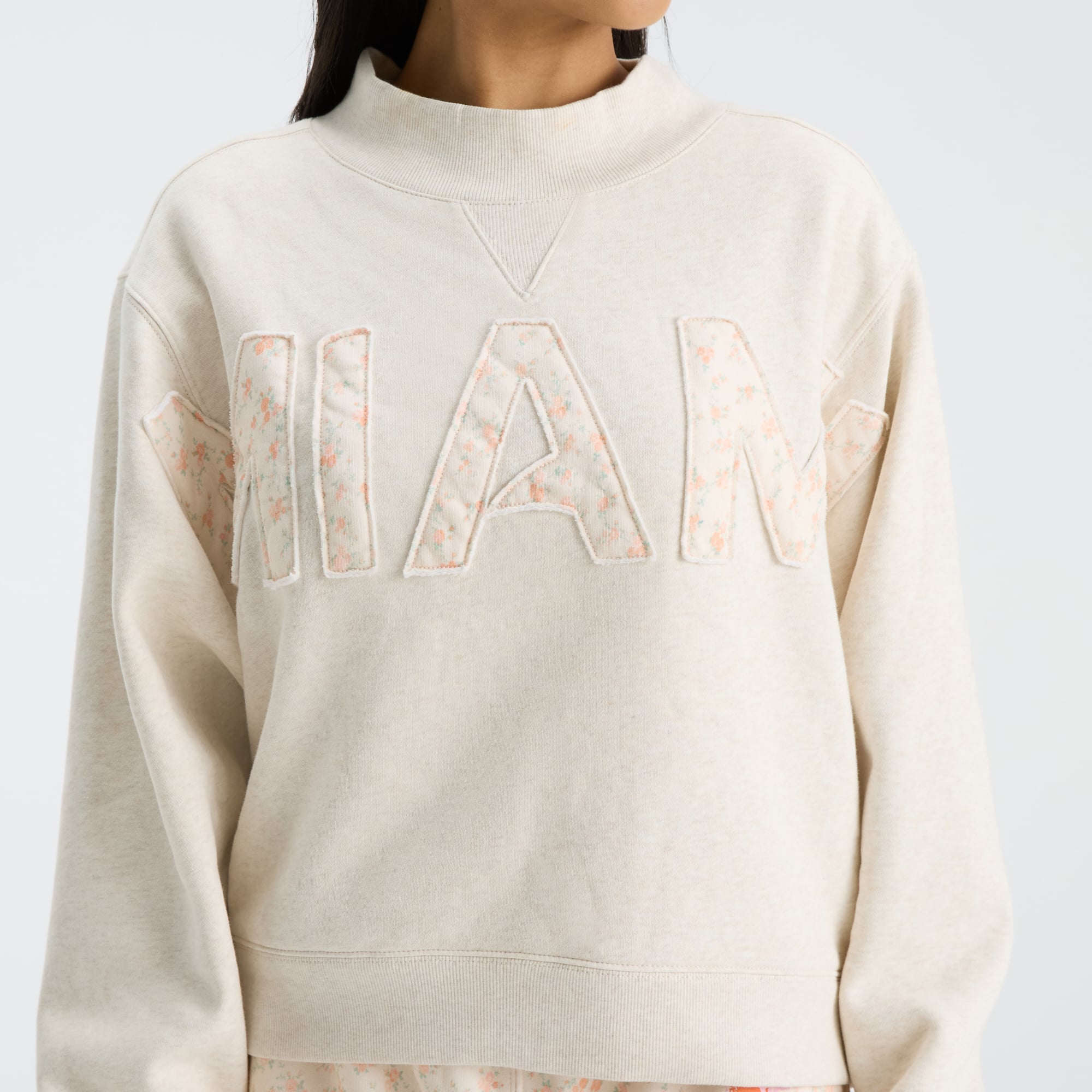 LoveShackFancy Women's Cream Miami Hurricanes Mockneck Sweatshirt