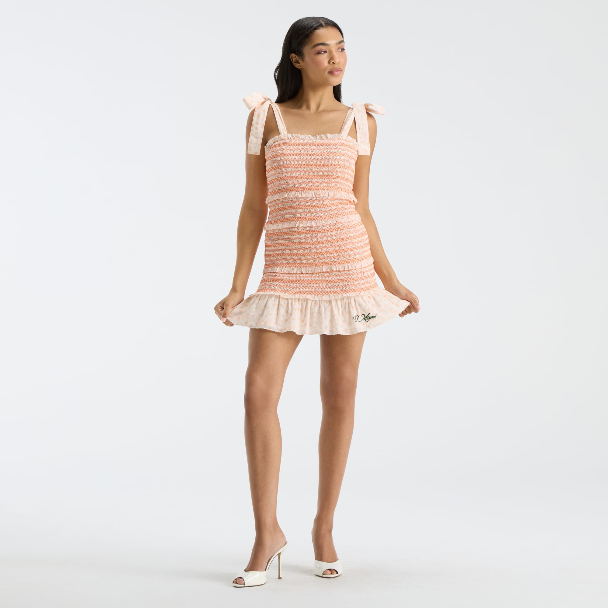 LoveShackFancy Women's Orange Miami Hurricanes Belle Smocked Dress