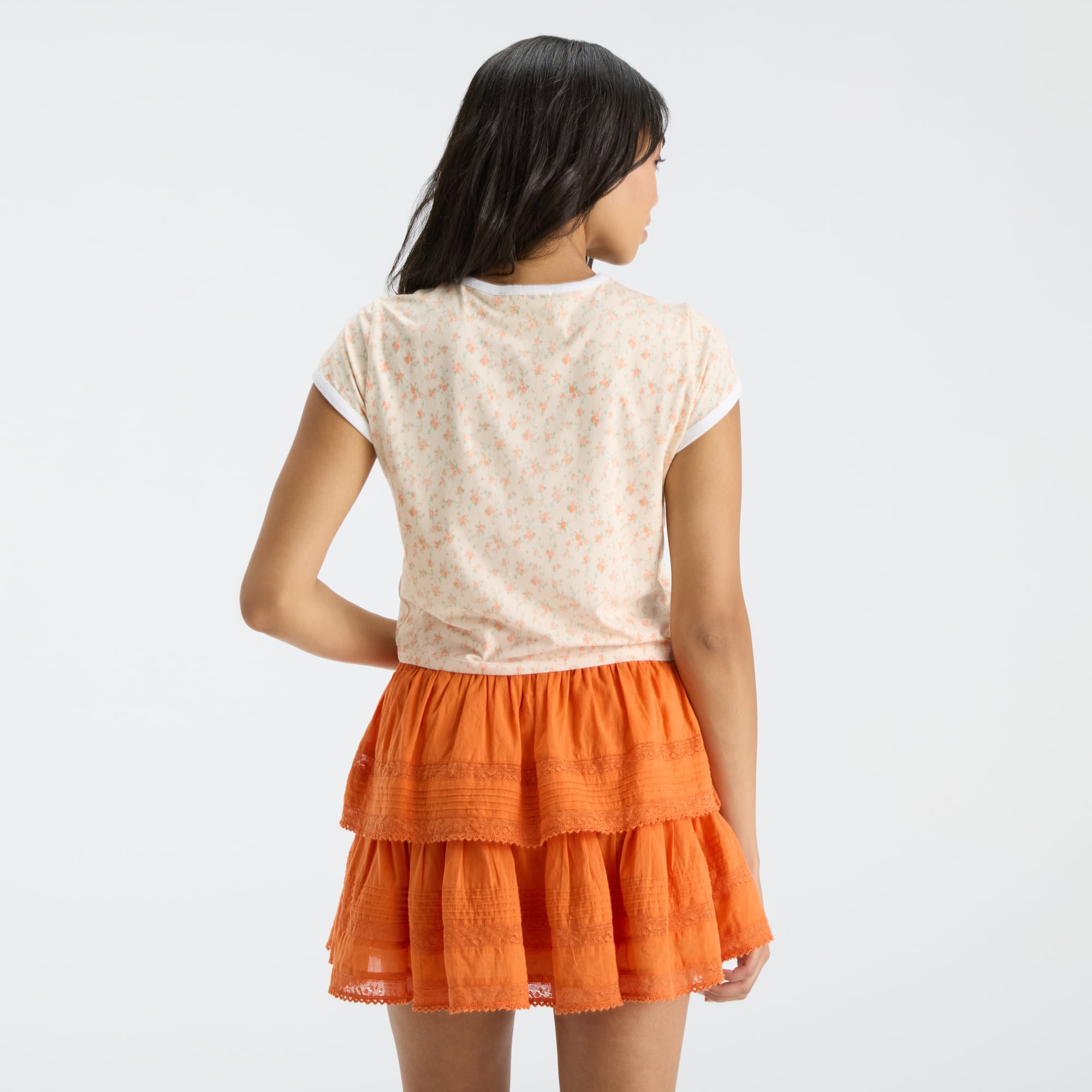 LoveShackFancy Women's Orange Miami Hurricanes MaryKate Ringer T-Shirt