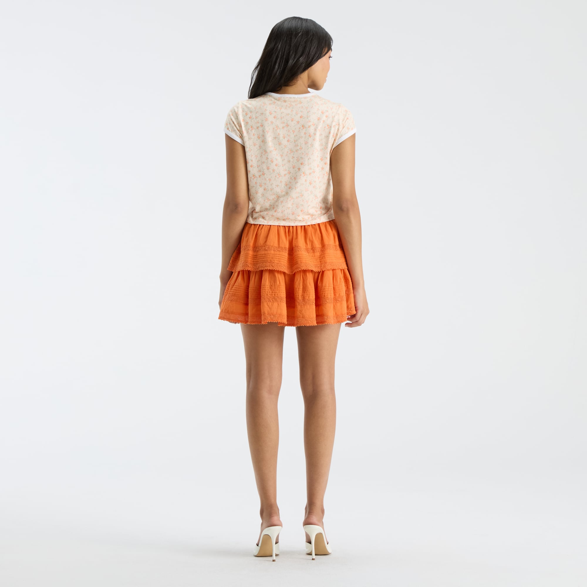 LoveShackFancy Women's Orange Miami Hurricanes MaryKate Ringer T-Shirt