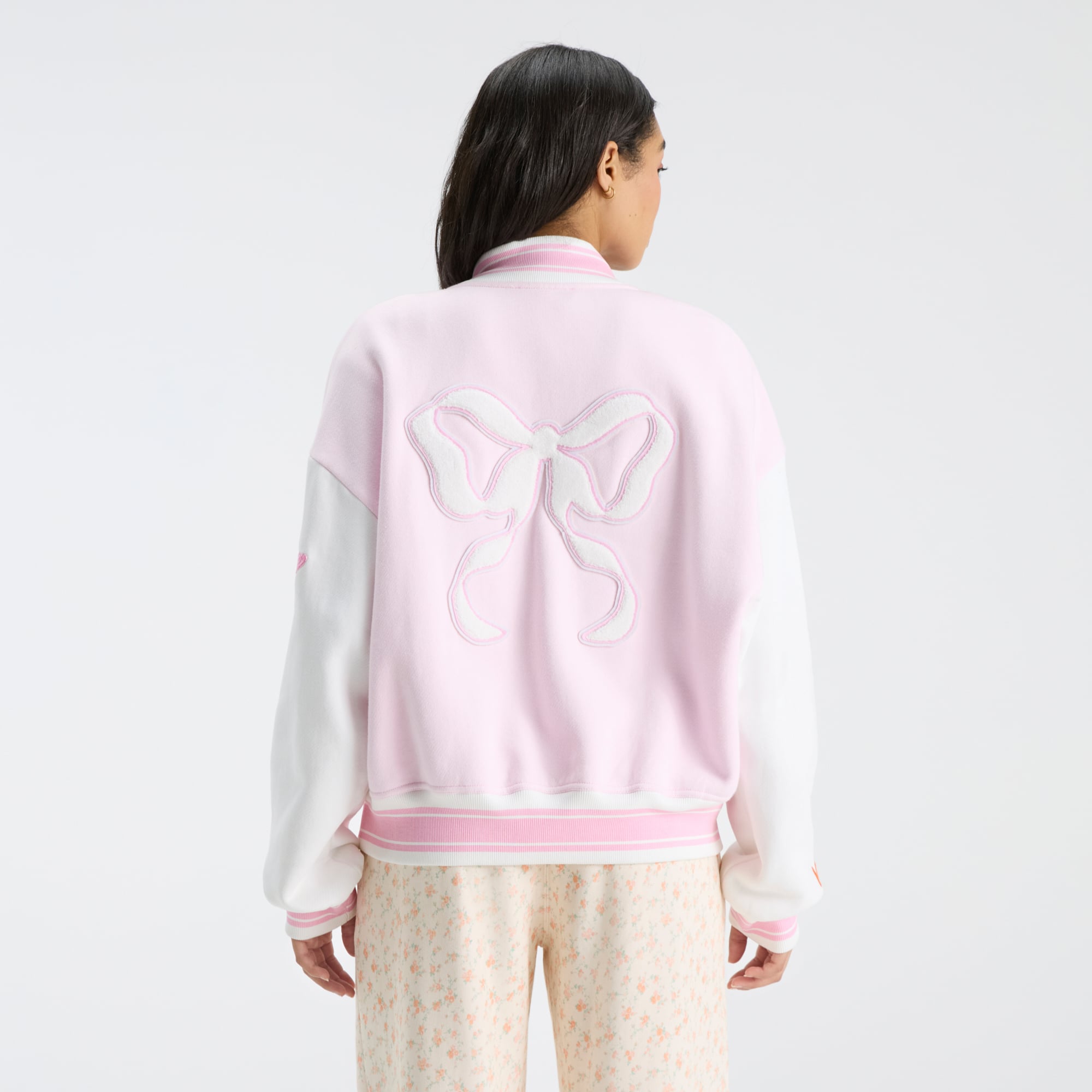 LoveShackFancy Women's Pink Miami Hurricanes Collegiate Varsity Full-Snap Jacket