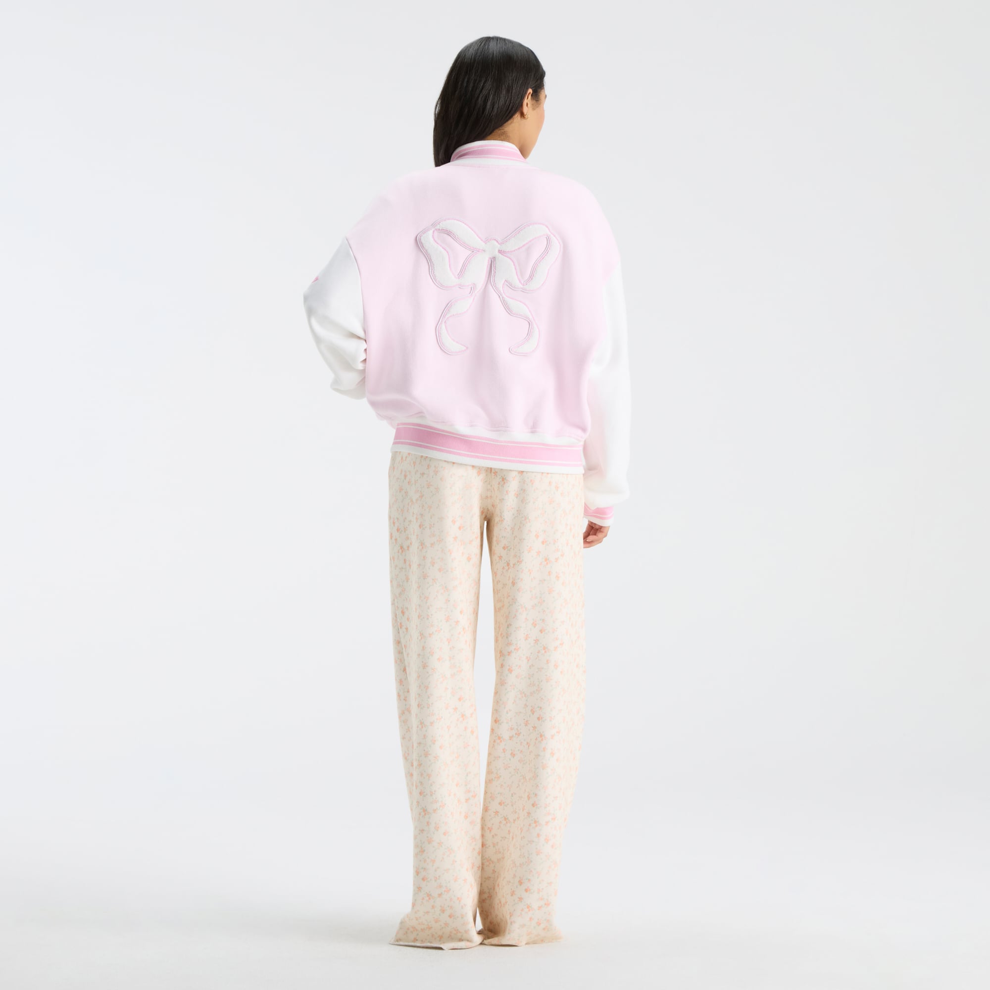 LoveShackFancy Women's Pink Miami Hurricanes Collegiate Varsity Full-Snap Jacket