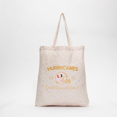 LoveShackFancy Miami Hurricanes Women's Canvas Tote Bag - White