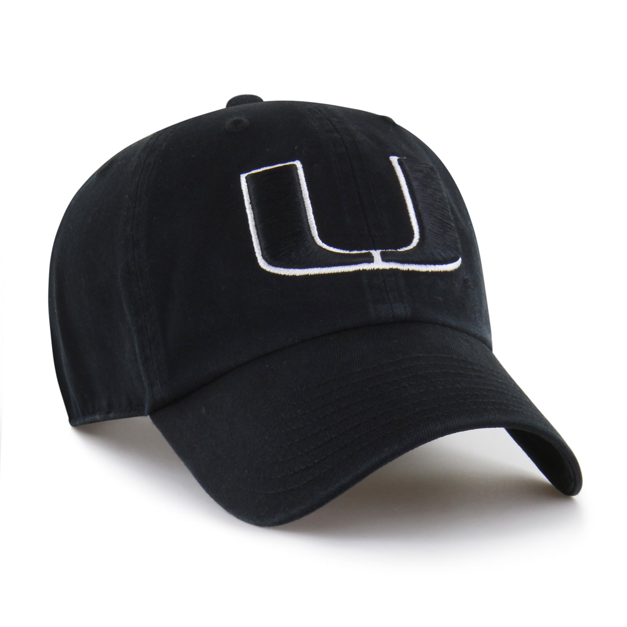 Men's '47 Black Miami Hurricanes Clean Up Adjustable Hat