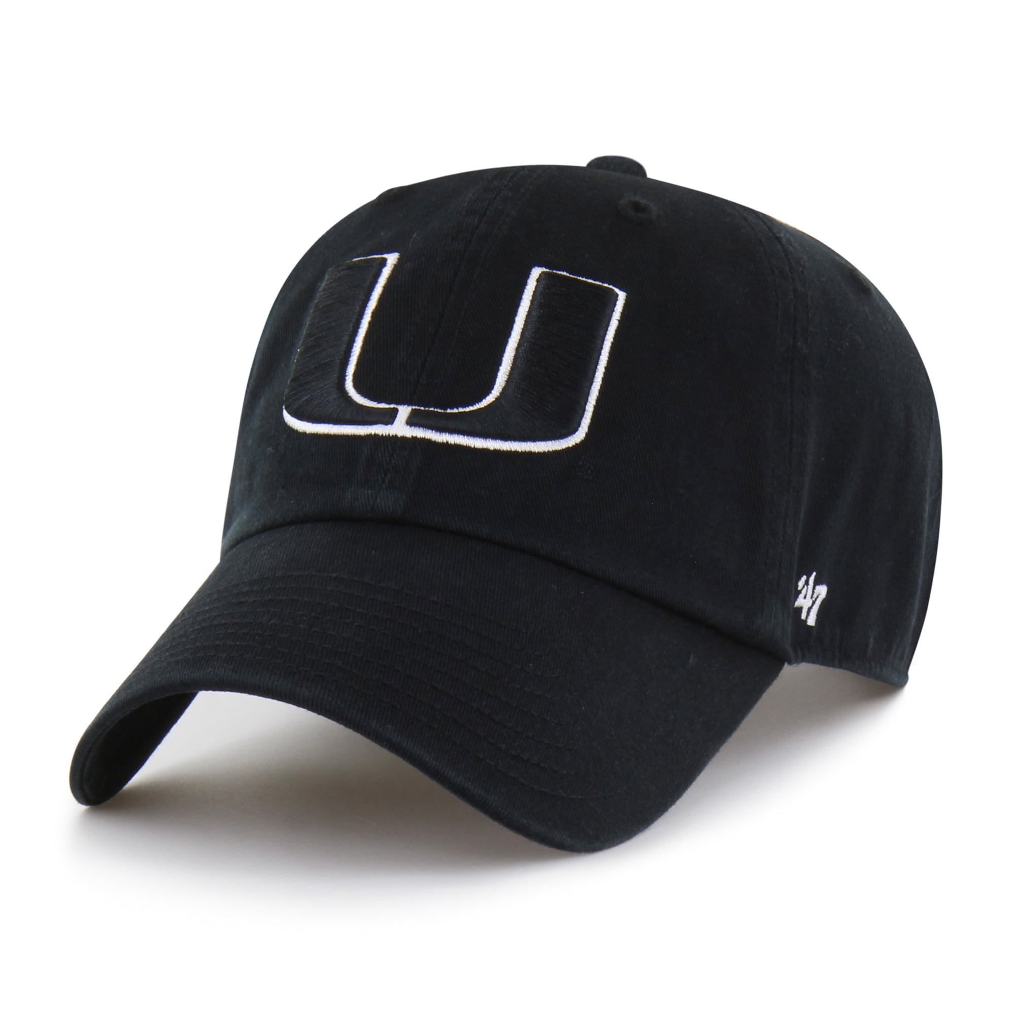 Men's '47  Black Miami Hurricanes Clean Up Adjustable Hat