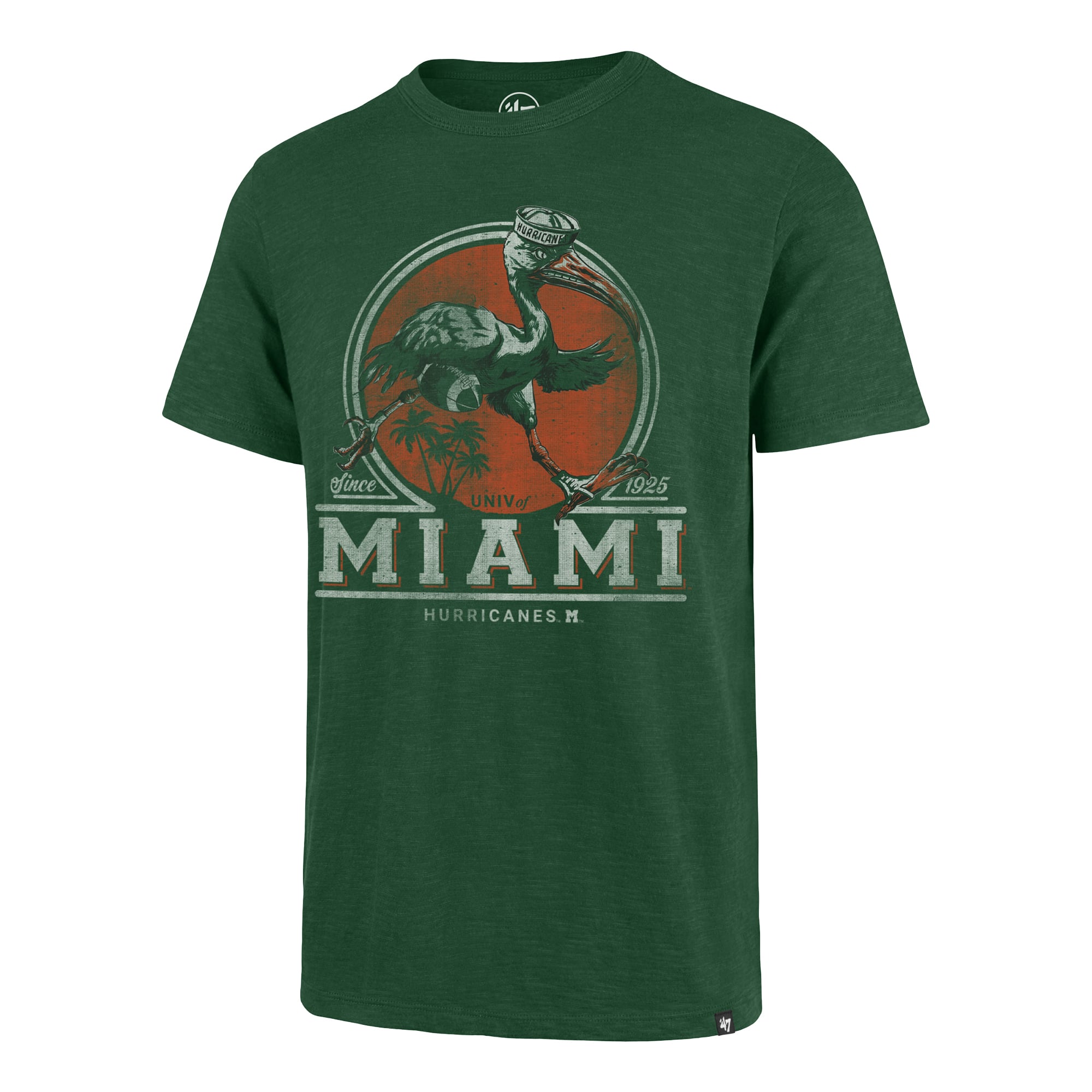 Men's '47  Green Miami Hurricanes Emblem Mark Scrum T-Shirt