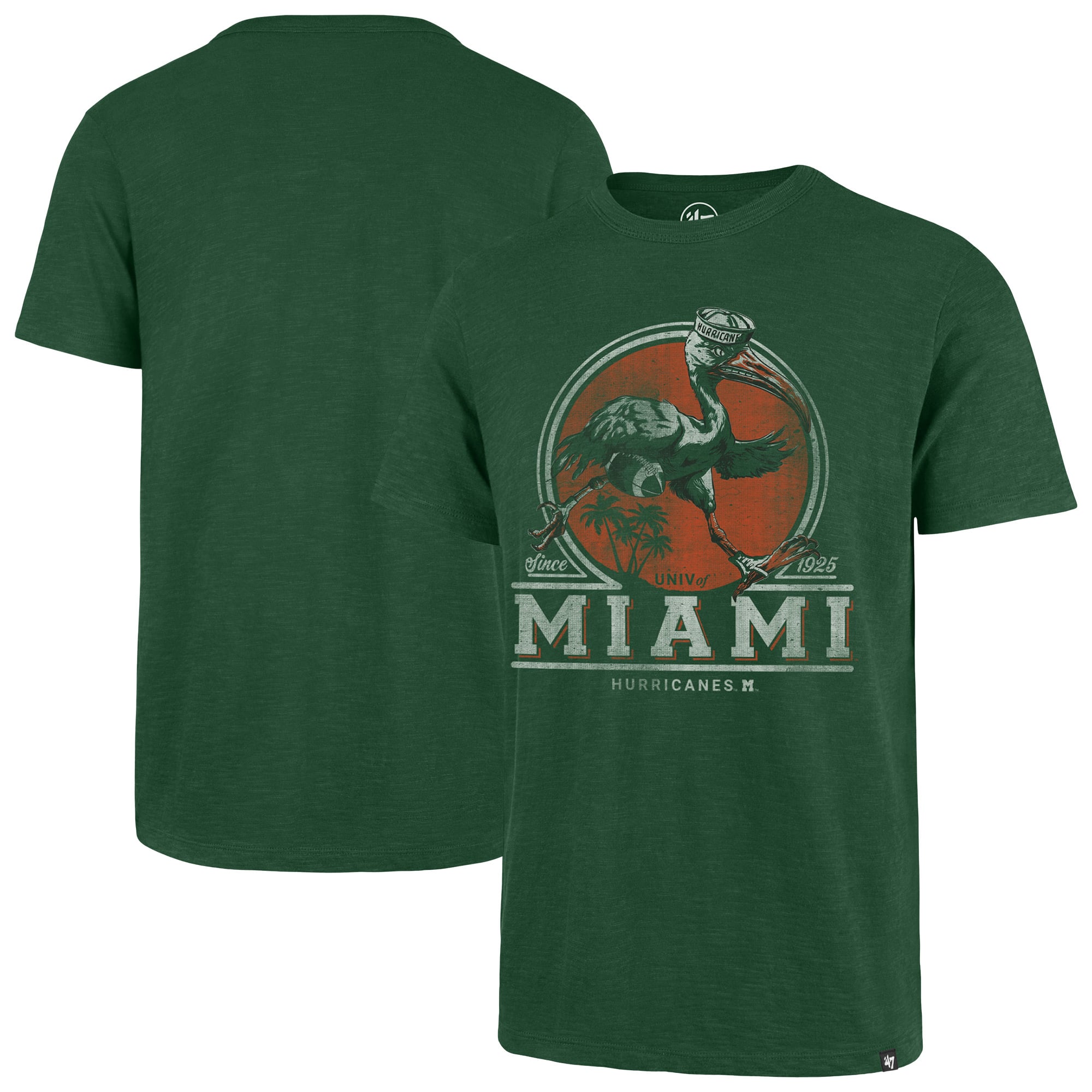 Men's '47  Green Miami Hurricanes Emblem Mark Scrum T-Shirt