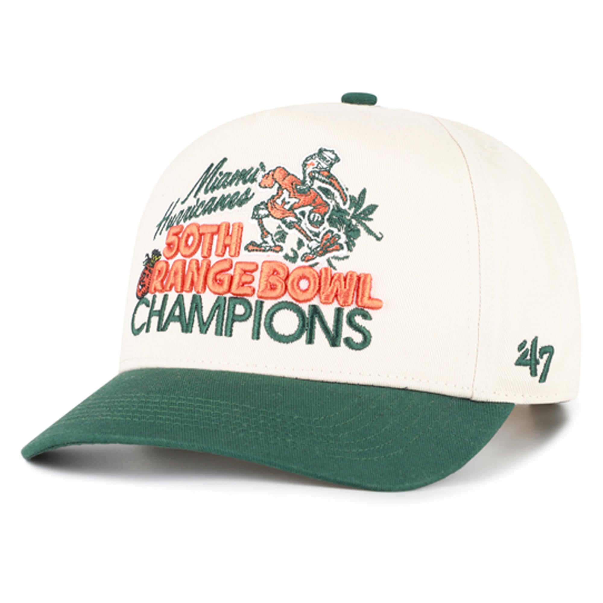 Casquette ajustable pour homme '47 Natural Miami Hurricanes, champions de l'Orange Bowl, marquée Hitch