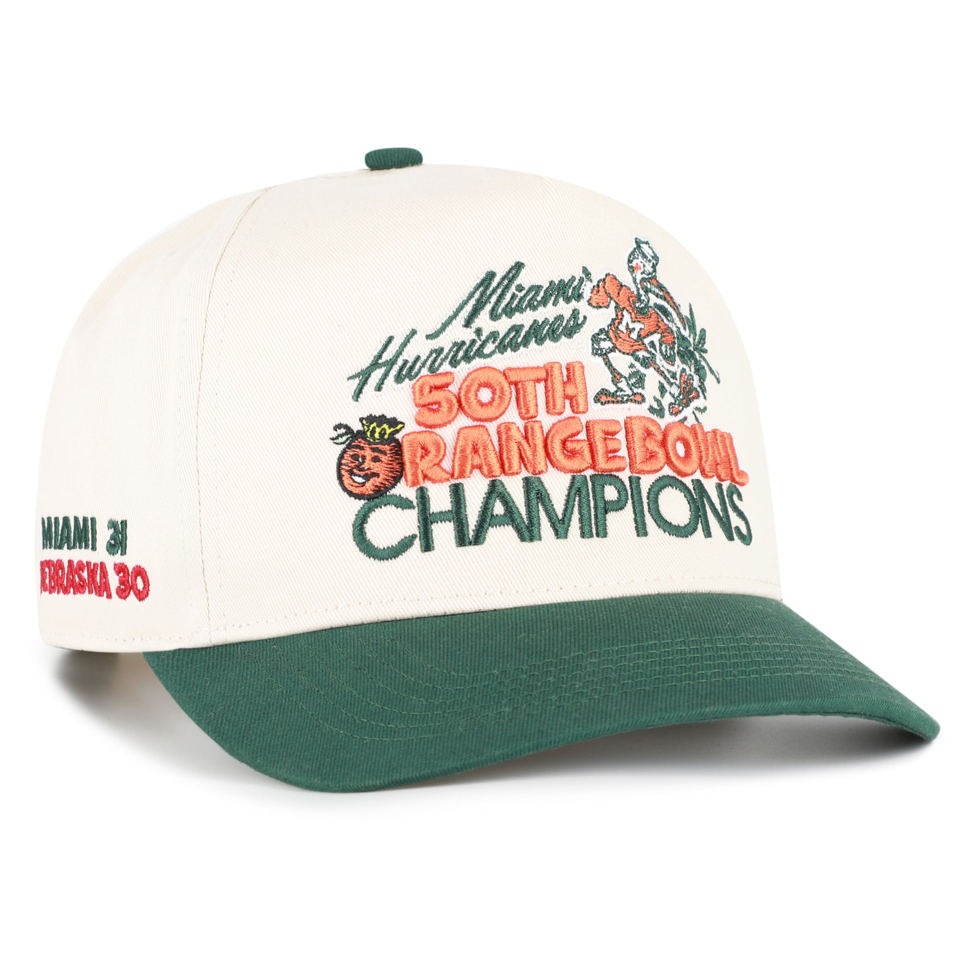 Casquette ajustable pour homme '47 Natural Miami Hurricanes, champions de l'Orange Bowl, marquée Hitch