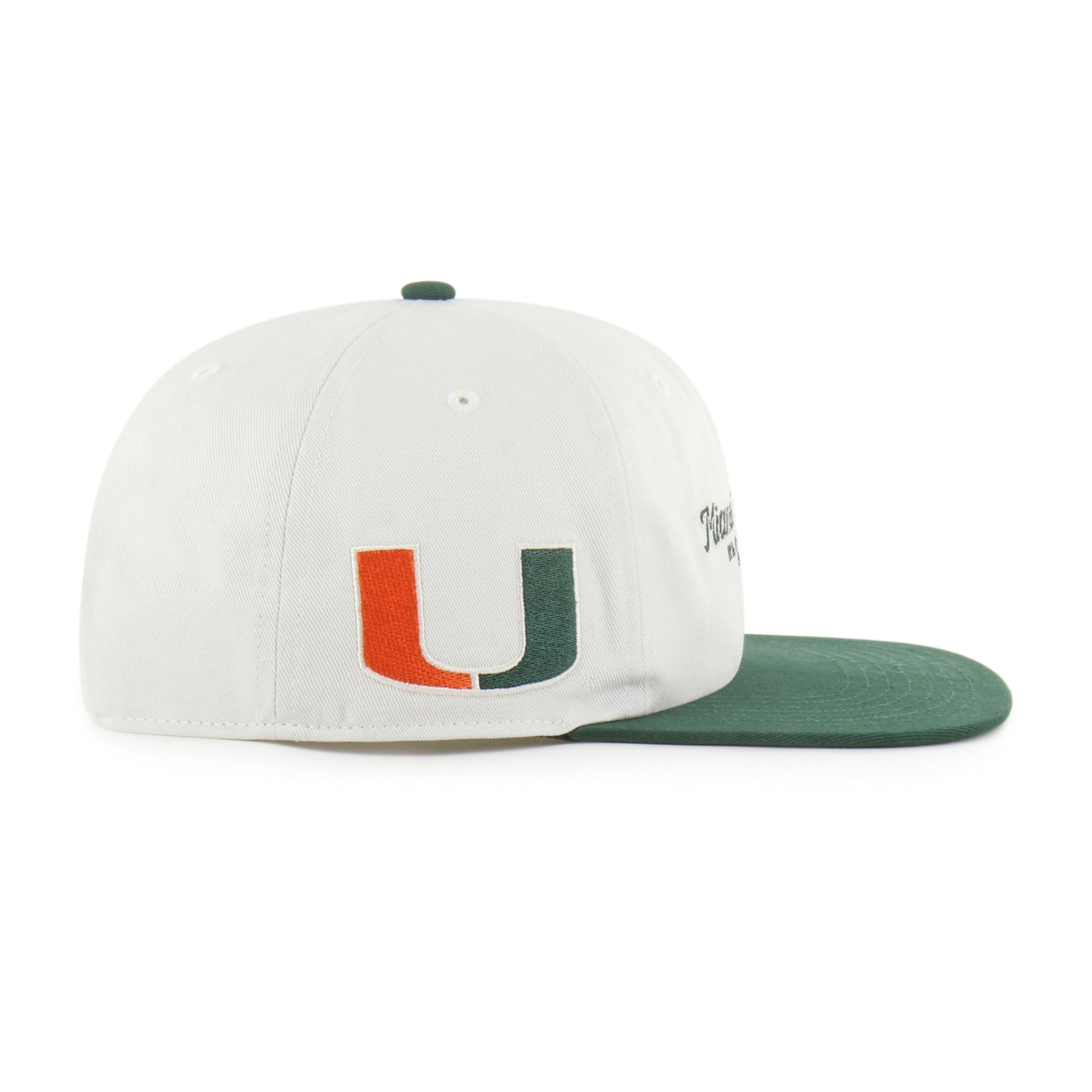 Men's '47 White/Green Miami Hurricanes Script Stack Relaxed Captain Adjustable Hat